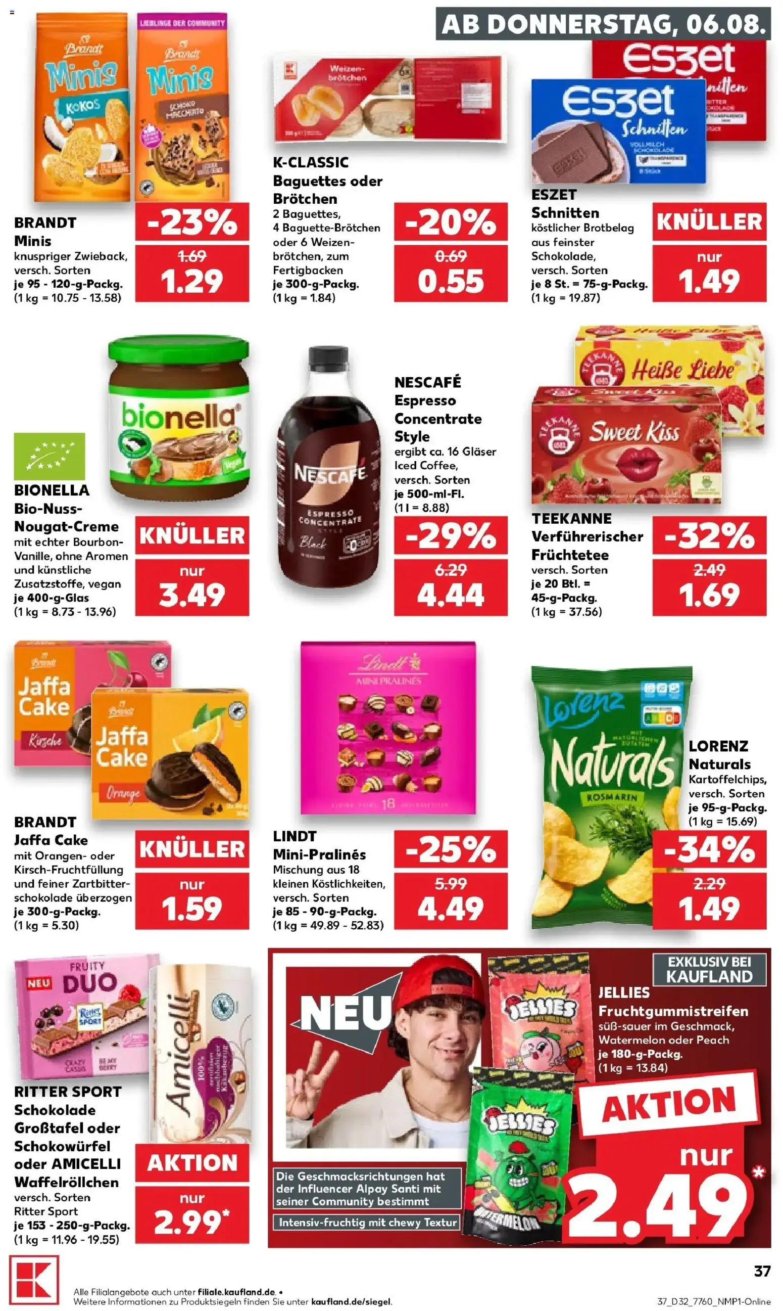 Prospekt Kaufland ab 06.08.2026 » Angebote Online zum Blättern | Seite: 37 | Produkte: Früchtetee, Orangen, Lindt, Bourbon