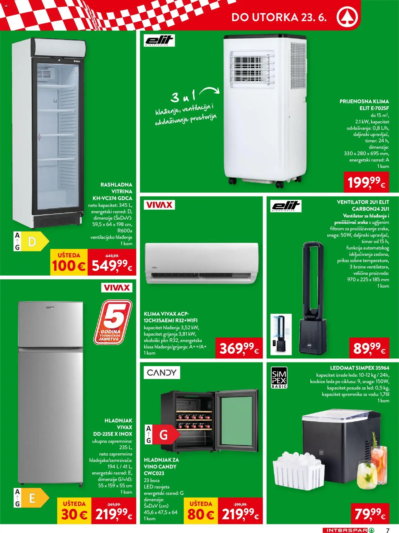 Interspar katalog | vrijedi od 10.06.2026 | Stranica: 7 | Proizvodi: Ventilator, Vitrina, Klima, Hladnjak
