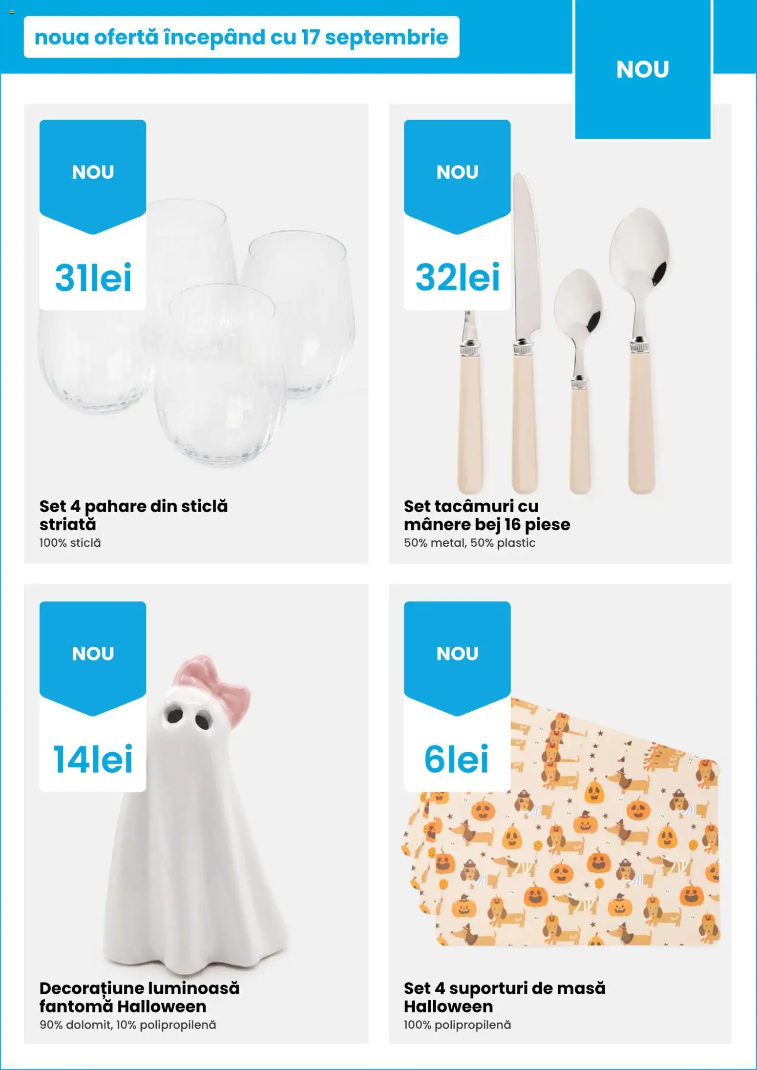 Noul catalog Pepco – valabil de la 17.09.2026 | Pagină: 5 | Produse: Mânere, Pahare, Set tacâmuri, Masă