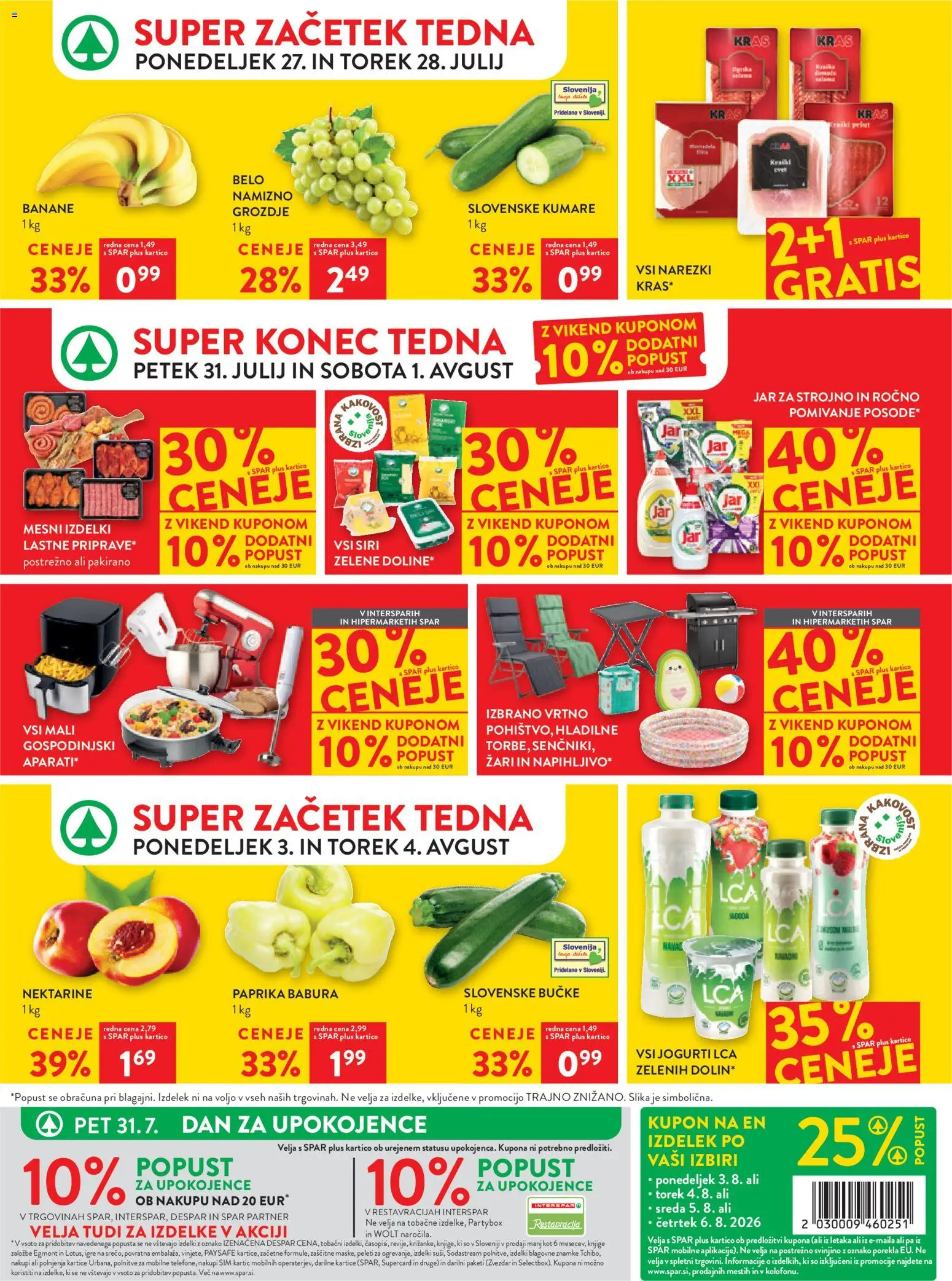 Novi Spar katalog ponudbe – veljaven od 27.07.2026 | Stran: 39 | Izdelki: Grozdje, Paprika, Banane, Nektarine