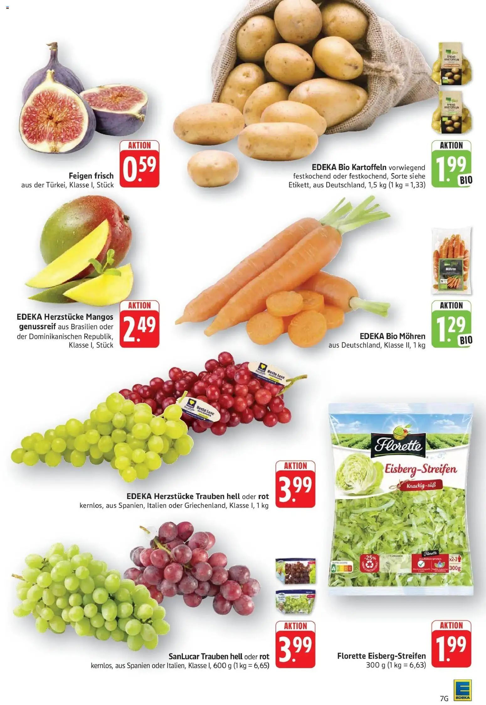 Edeka Prospekt Geislingen (ab 31.08.2026) » Angebote Online | Seite: 7 | Produkte: Trauben, Mohren, Kartoffeln, Feigen