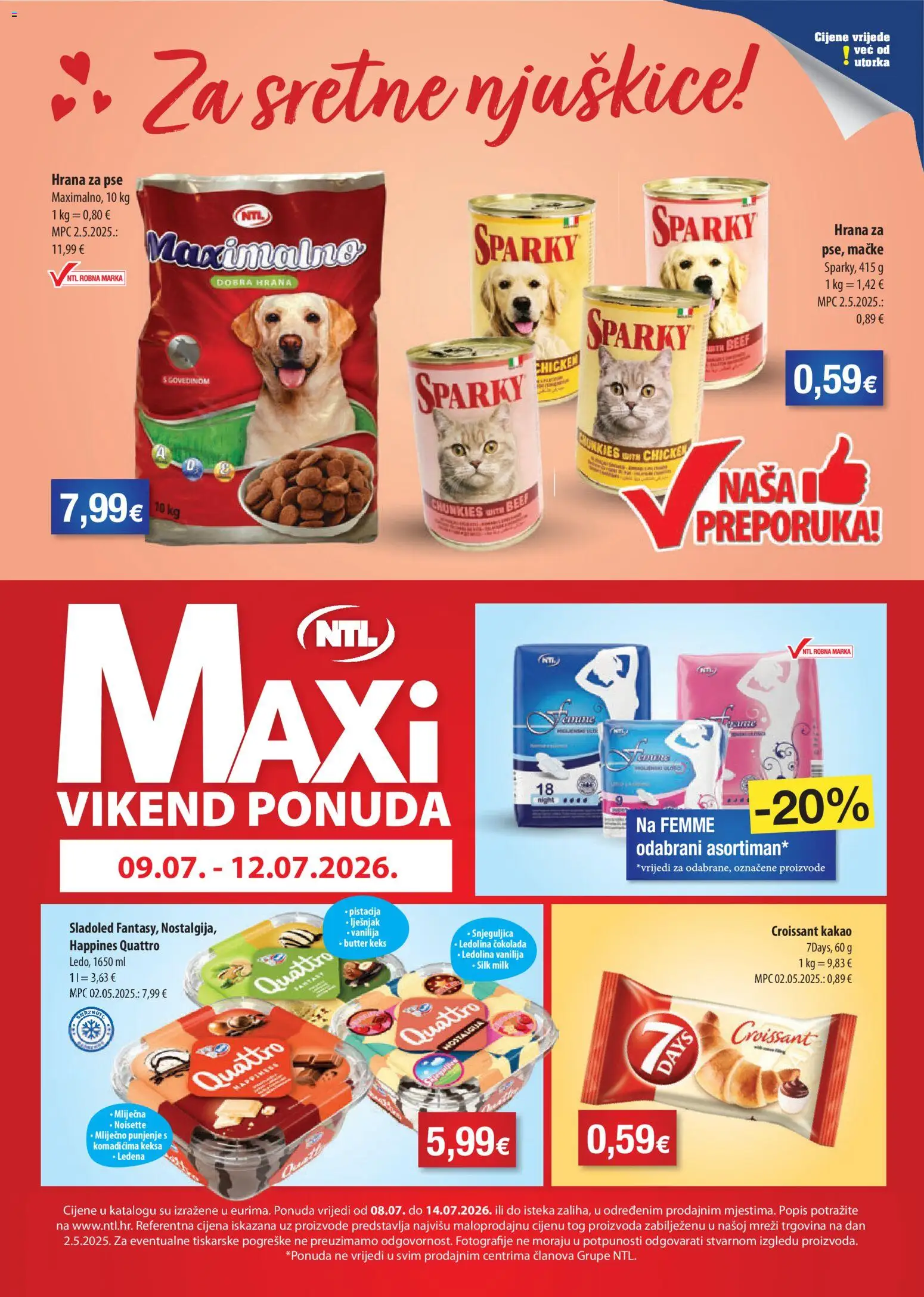 NTL katalog | vrijedi od 08.07.2026 | Stranica: 16 | Proizvodi: Čokolada, Hrana za pse, Keks, Lješnjak