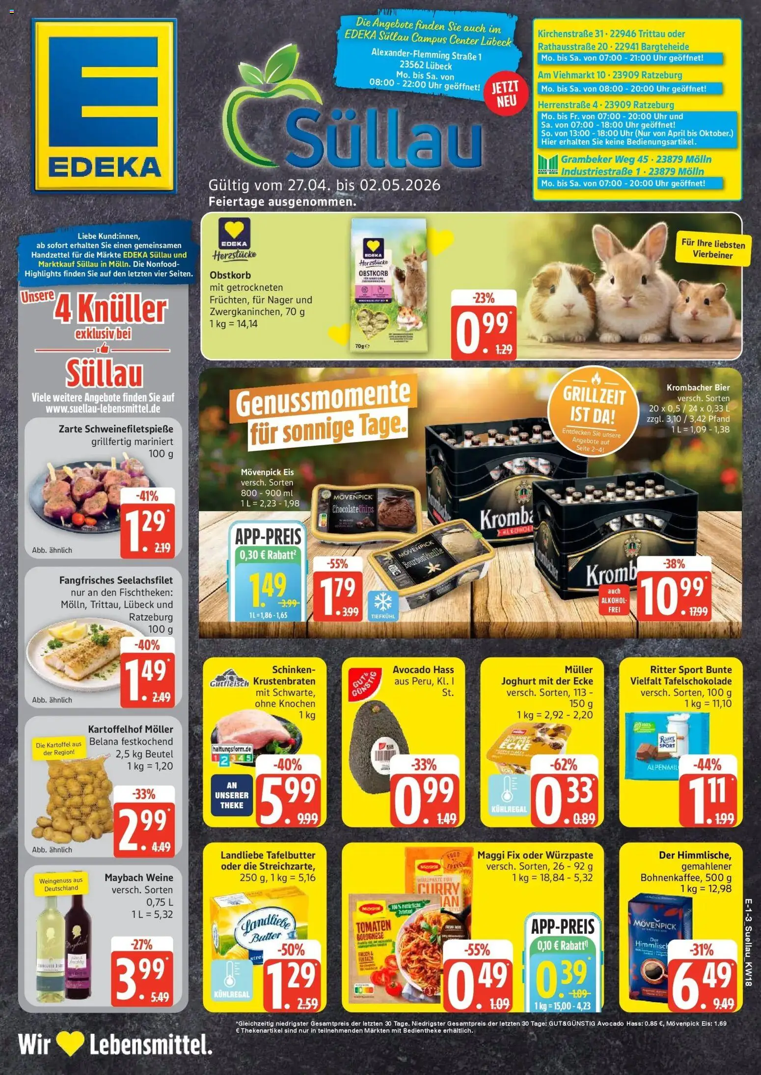 Edeka prospekt Ratzeburg	 – gültig ab 27.04.2026 | Seite: 1 | Produkte: Butter, Theke, Ritter sport, Schinken