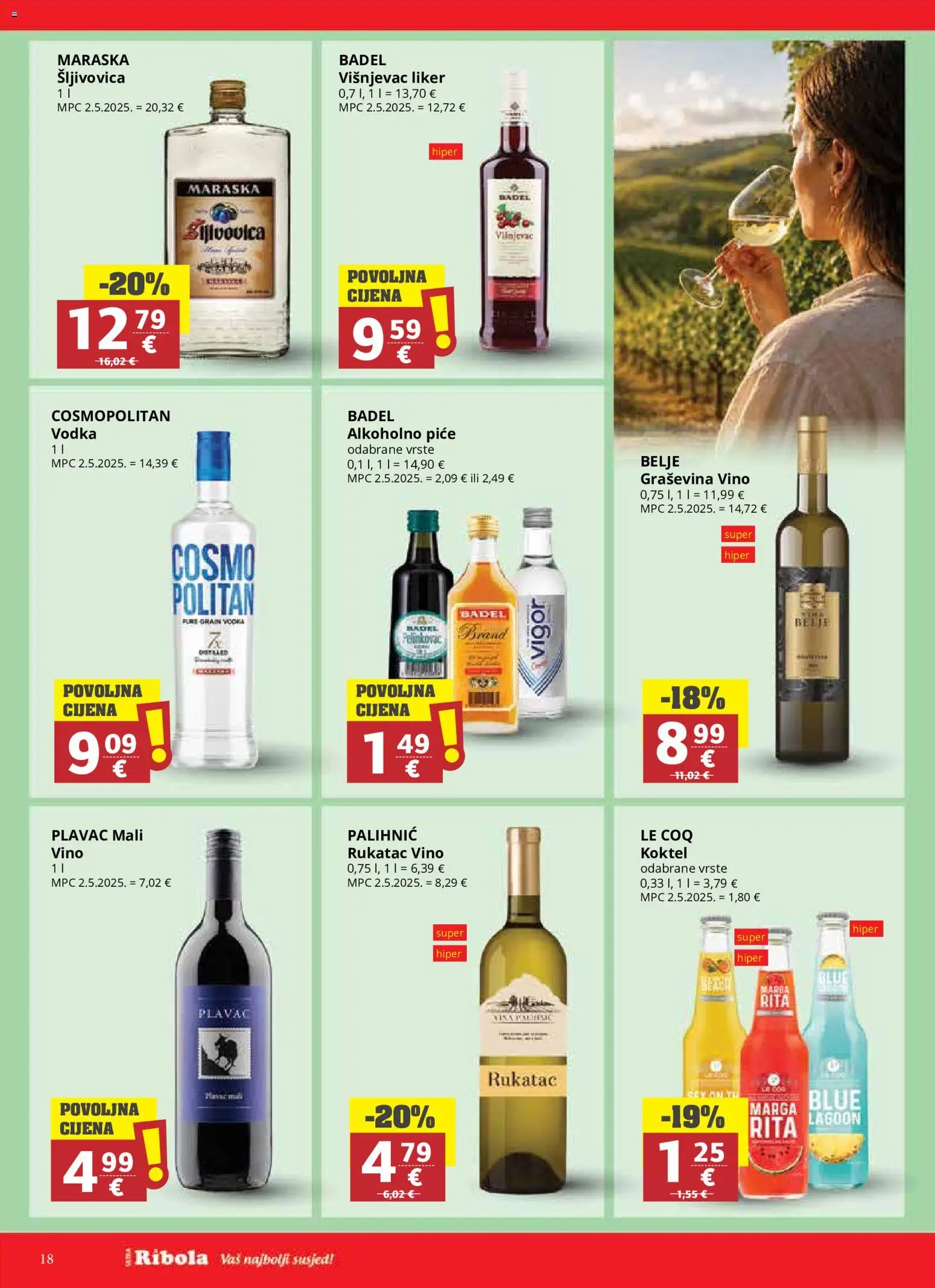 Ribola katalog | vrijedi od 06.05.2026 | Stranica: 18 | Proizvodi: Šljivovica, Vino, Liker, Vodka