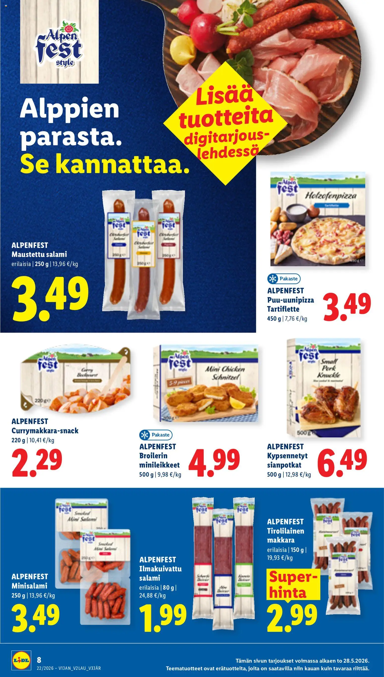 Lidl tarjoukset – voimassa 28.05.2026 alkaen | Sivu: 8 | Tuotteet: Makkara, Salami