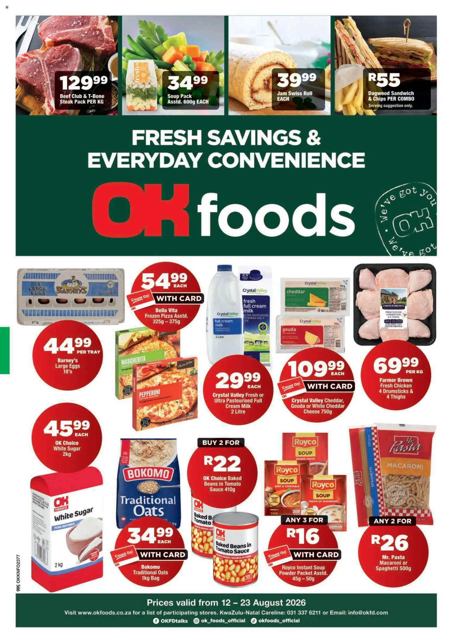 New OK Foods catalogue – valid from 12/08/2026 | Page: 1 | Products: Jam, Cheddar, Sugar, Onion