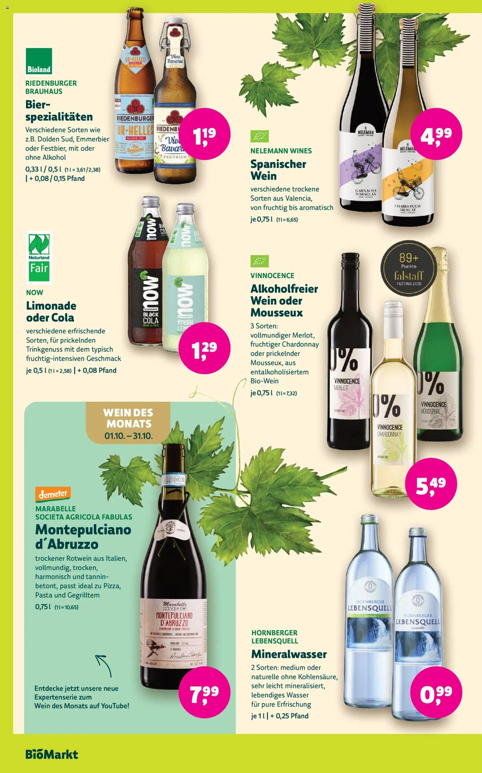 BioMarkt Prospekt – gültig ab 07.10.2026 | Seite: 12 | Produkte: Spezialitäten, Merlot, Limonade, Alkohol