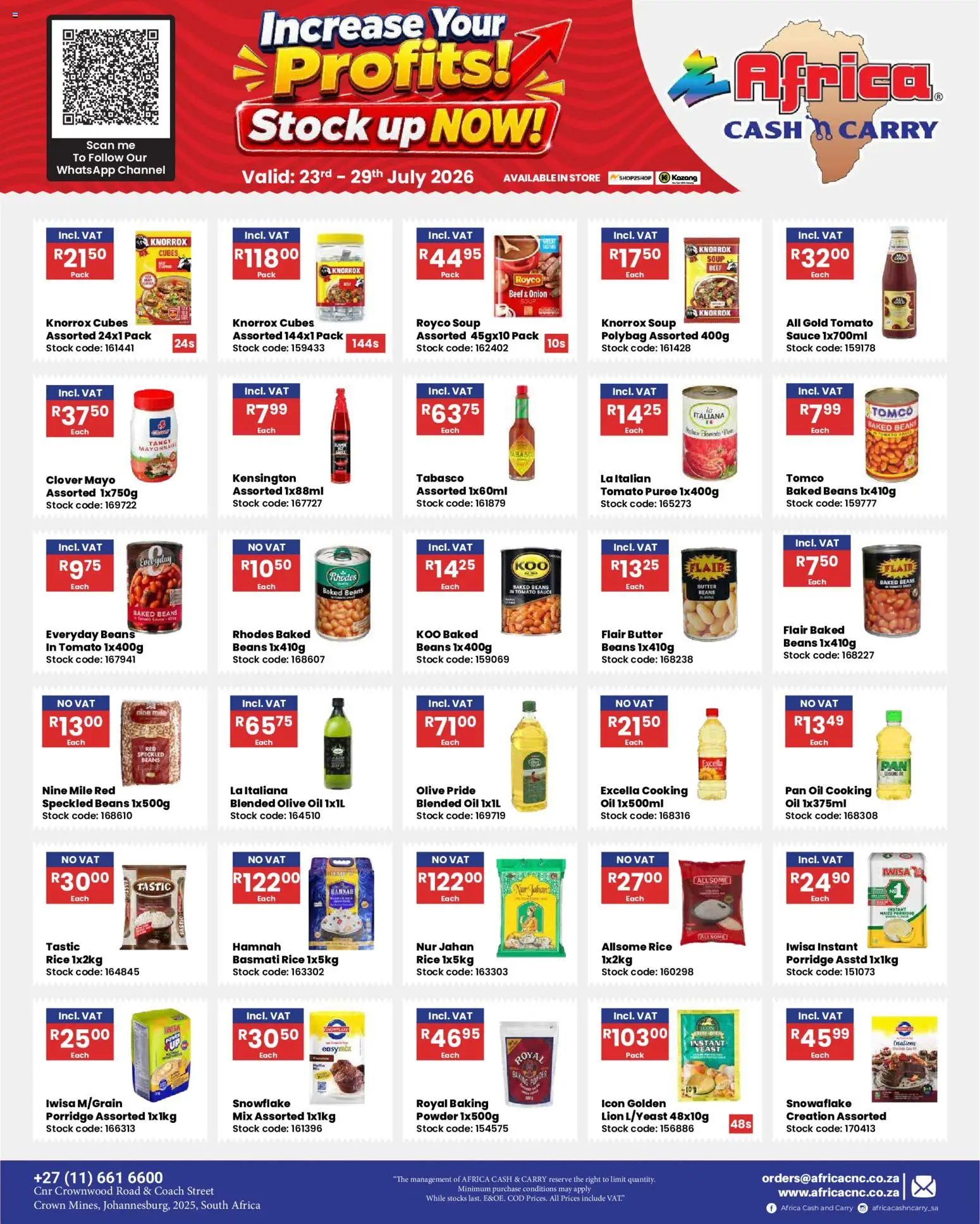 New Africa Cash & Carry catalogue – valid from 23/07/2026 | Page: 27 | Products: Butter, Rice, Beef, Mayonnaise