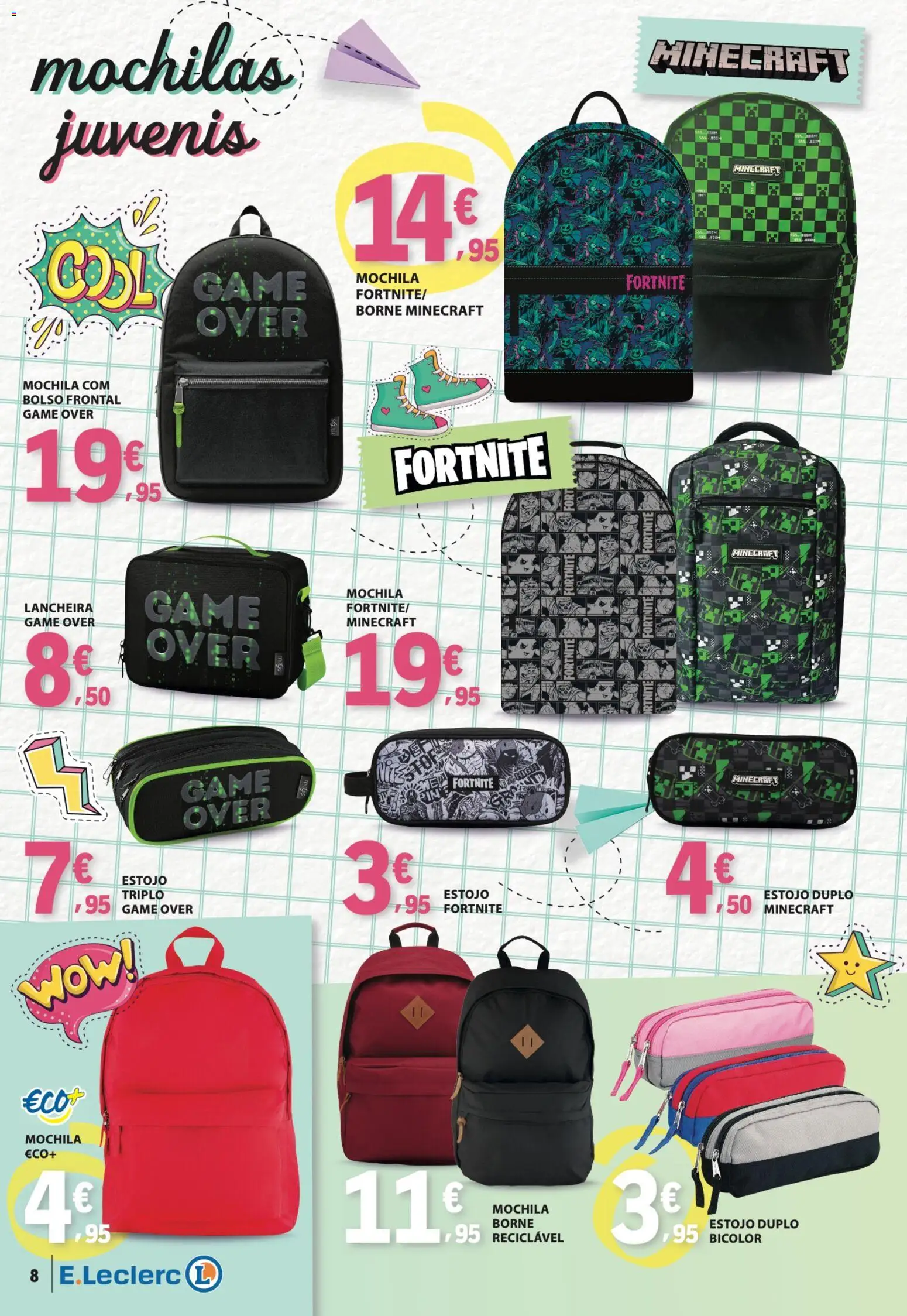 E.Leclerc - Folheto Regresso Às Aulas 1 │ válido de 04/08/2026 | Página: 8 | Produtos: Mochila, Mochilas