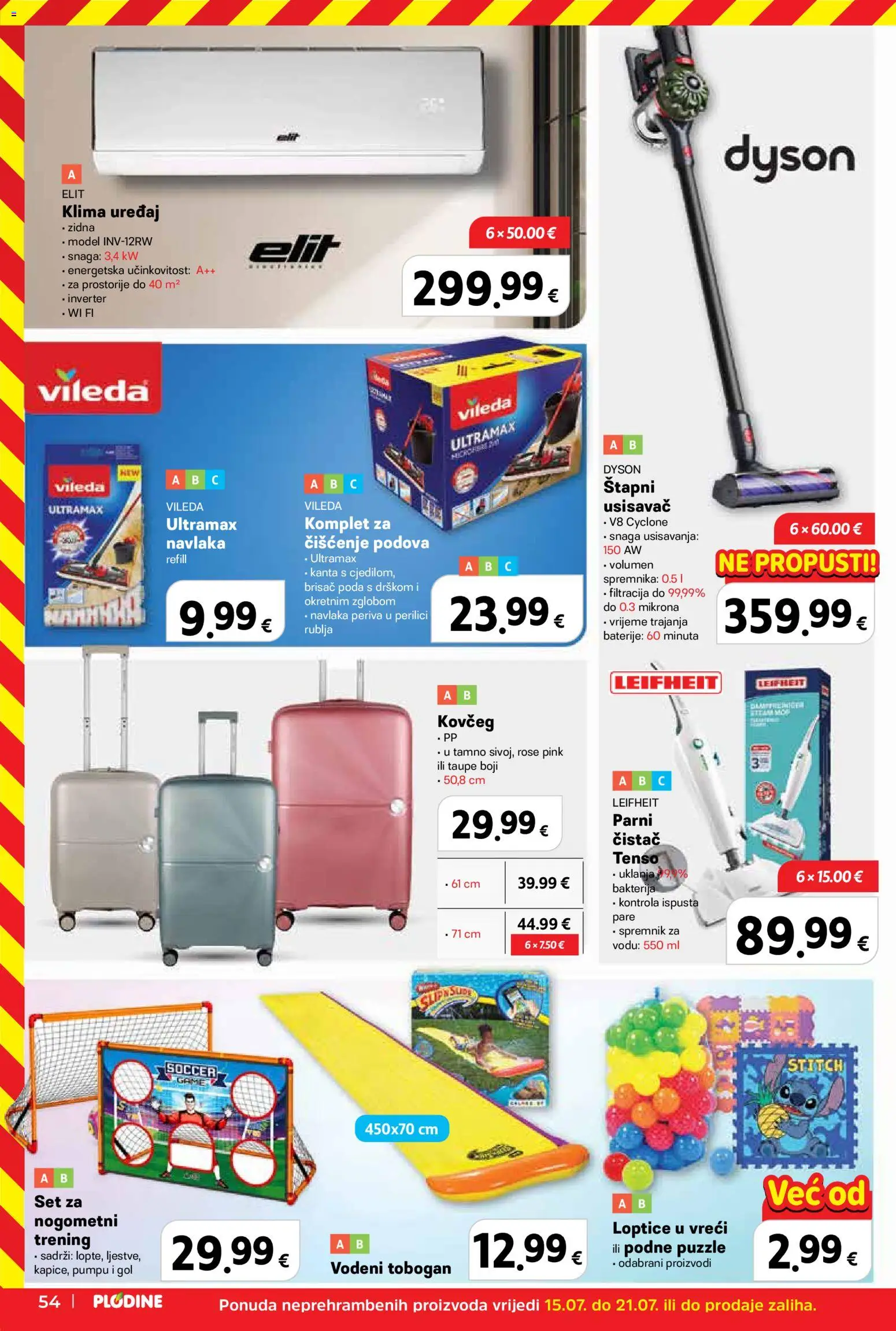 Plodine katalog | vrijedi od 15.07.2026 | Stranica: 54 | Proizvodi: Usisavač, Klima uređaj, Mop, Parni čistač