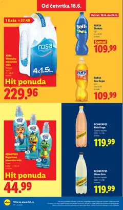 ROSA, Mineralna, negazirana, voda, ROSA Mineralna negazirana voda, Multipack, 4 x 1,5 L, 1 L = 38.33, # 222964 - pregled Lidl kataloga - važi od 18.06.2026 | Strana: 36