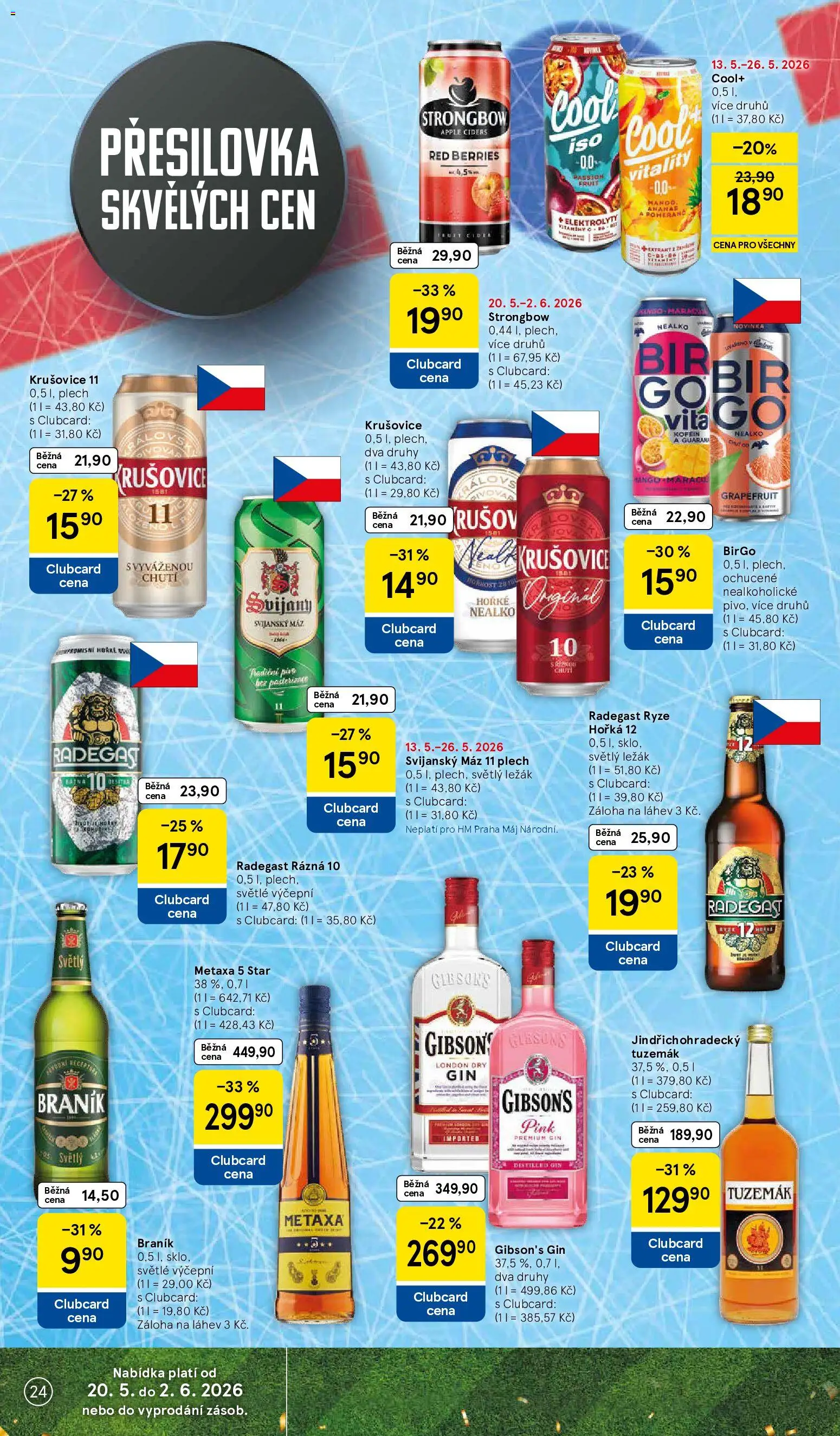 Tesco leták - Hypermarket od 20.05.2026 | Strana: 24 | Produkty: Radegast Ryze Hořká 12, Plech, Braník, Svijany