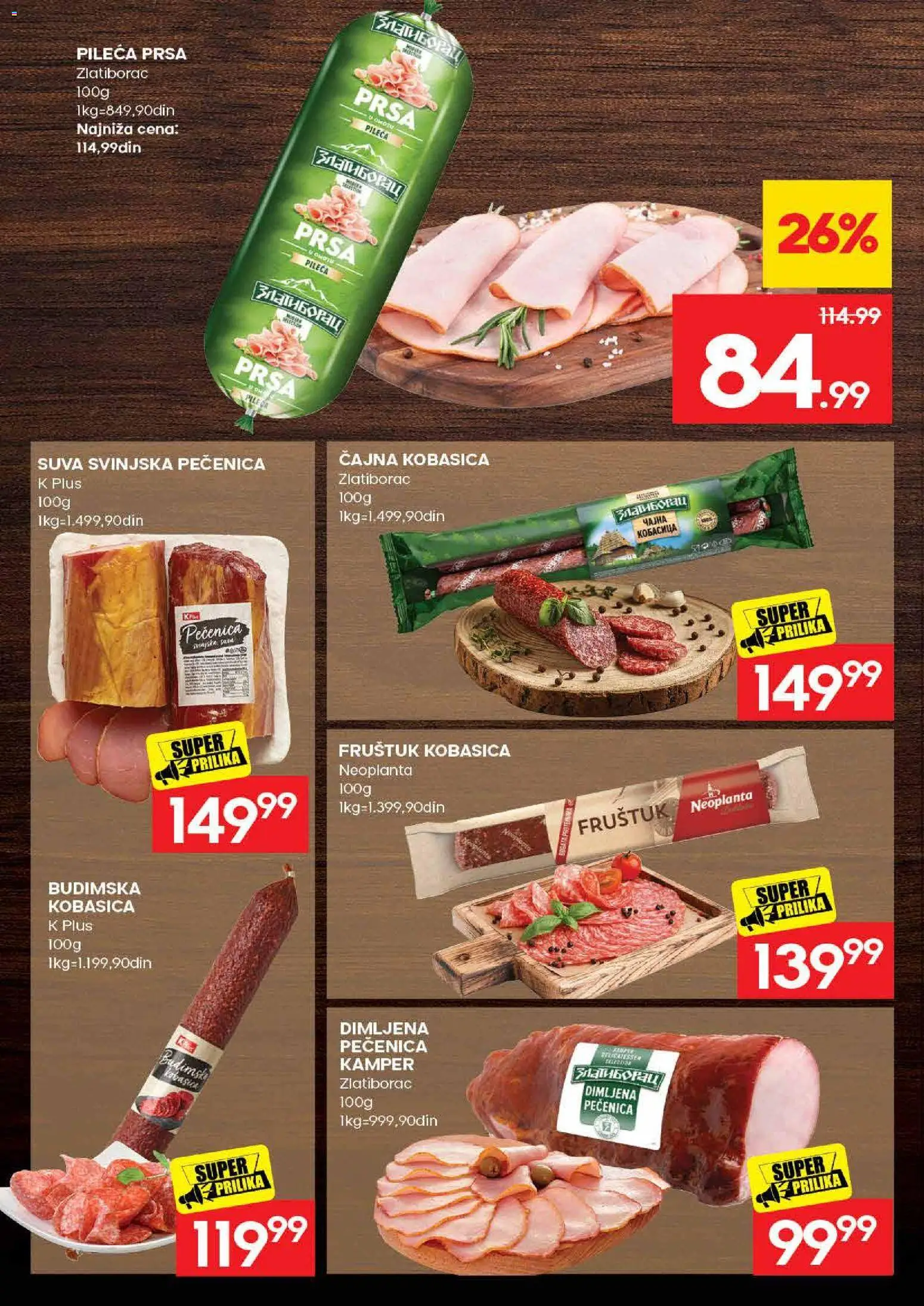 Roda katalog - važi od 30.07.2026 | Strana: 6 | Proizvode: Pileća prsa, Budimska kobasica, Suva svinjska pečenica, Pečenica