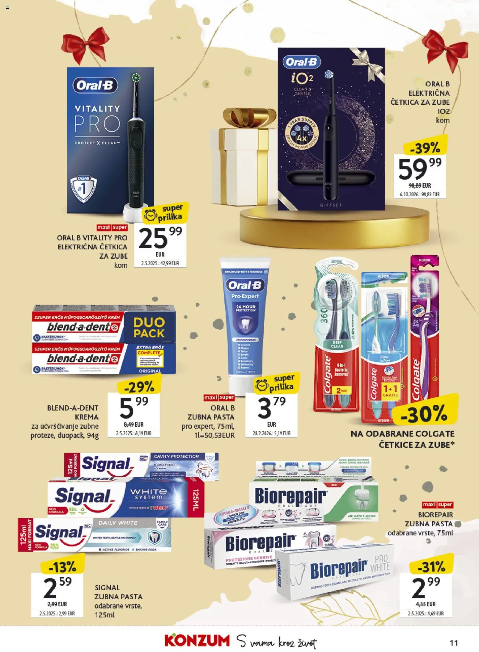 Konzum katalog | vrijedi od 02.11.2026 | Stranica: 11 | Proizvodi: Električna četkica za zube, Četkica za zube, Krema, Pasta