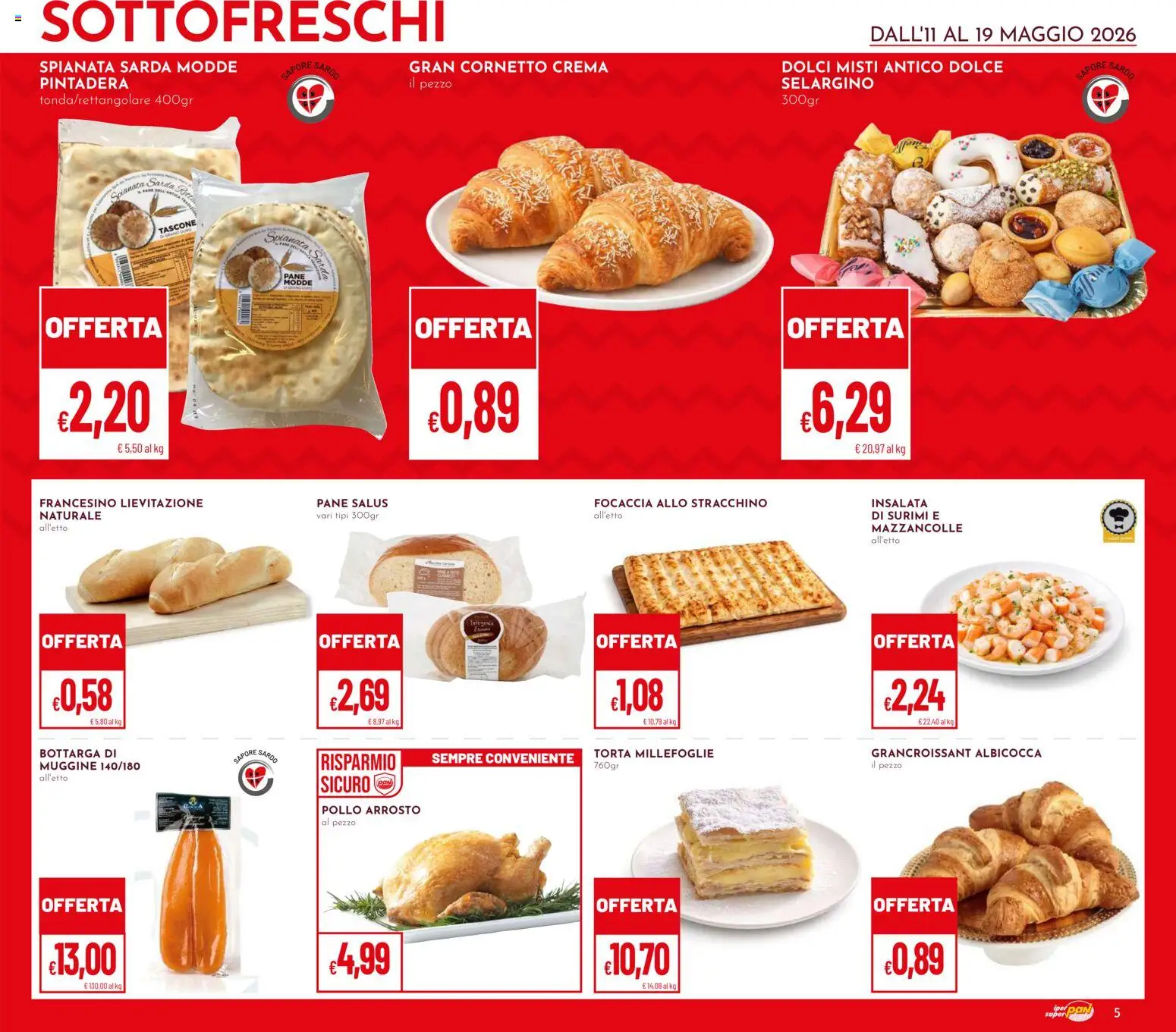 Volantino Pan del 11.05.2026 | Pagina: 5 | Prodotti: Pane, Cornetto, Insalata, Stracchino