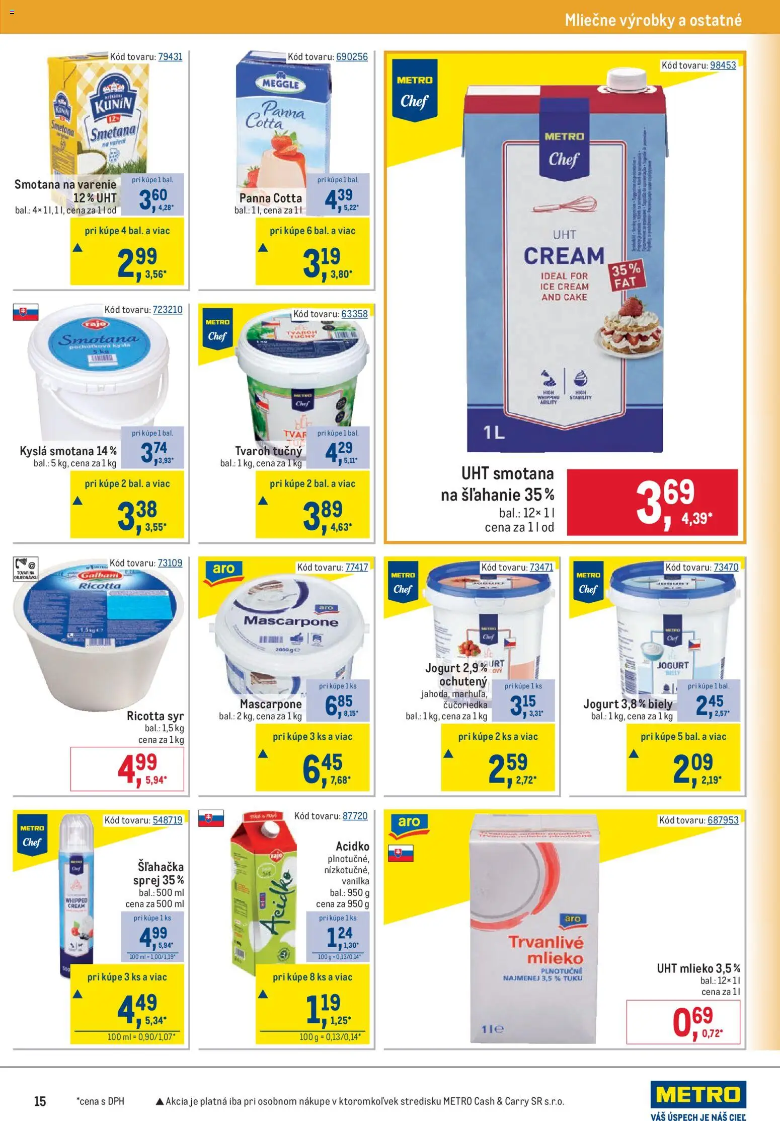 Nové Metro akcie – leták je platný od 12.08.2026 | Strana: 15 | Produkty: Mlieko, Syr, Jogurt, Smotana