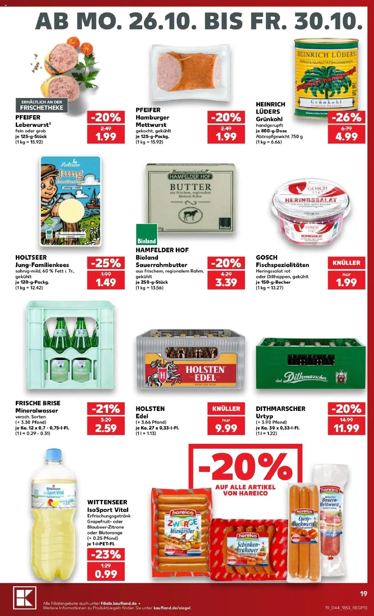 Prospekt Kaufland ab 26.10.2026 » Angebote Online zum Blättern | Seite: 23 | Produkte: Holsten edel, Mineralwasser, Grapefruit, Schinken