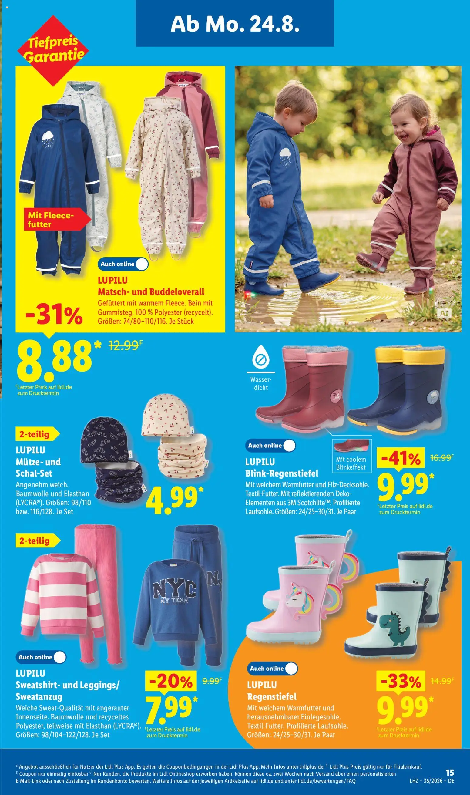Lidl Prospekt – gültig ab 24.08.2026 | Seite: 7 | Produkte: Sweatshirt, Wasser, Overall