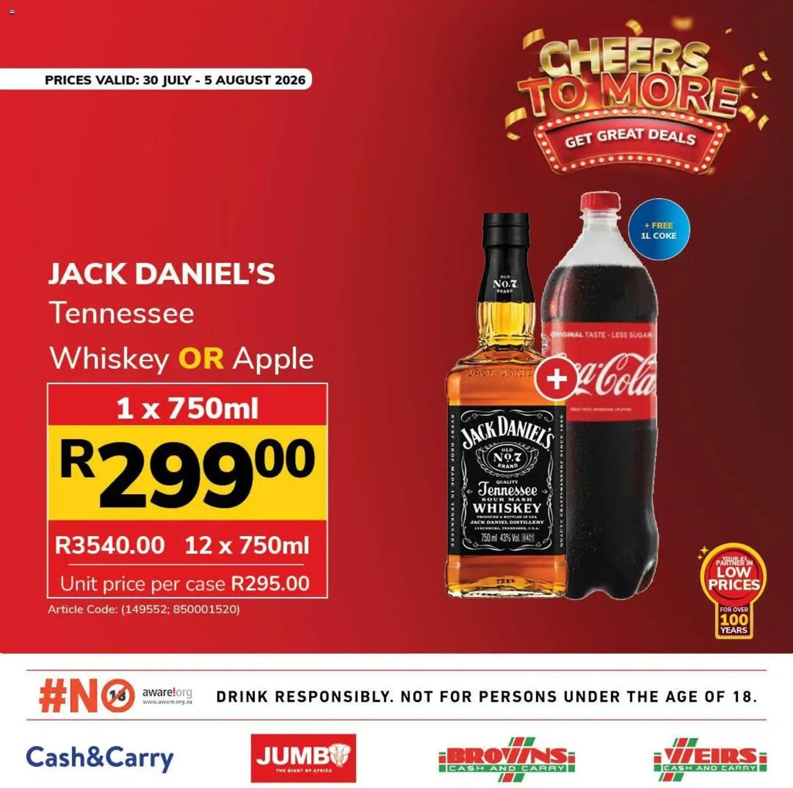 New Jumbo catalogue – valid from 30/07/2026 | Page: 1 | Products: Case, Coke, Whiskey, Sugar
