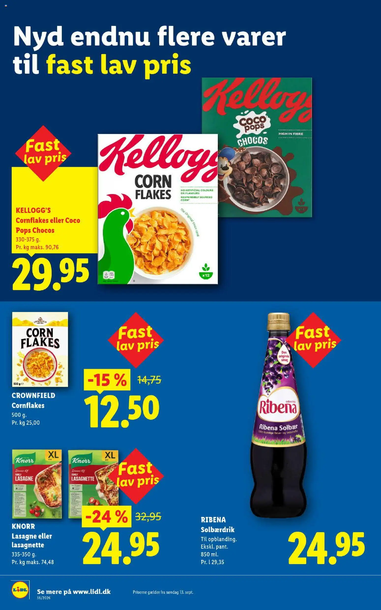 Lidl tilbudsavis – gyldig fra 13/09/2026 | Side: 6 | Produkter: Cornflakes, Solbær, Lasagne
