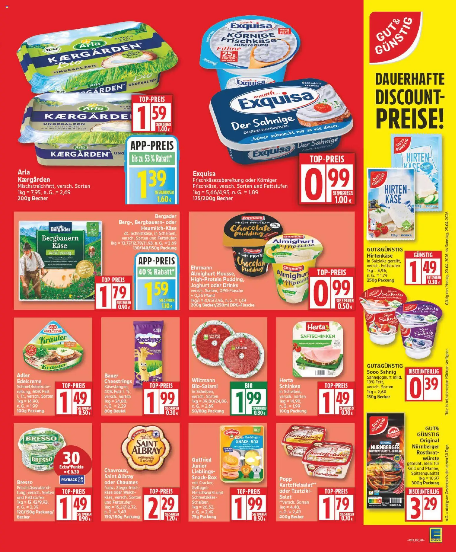 Edeka Prospekt 	 – gültig ab 20.04.2026 | Seite: 7 | Produkte: Käse, Mozzarella, Pudding, Salat