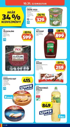 Aldi aktuális akciós újság - amely érvényes a következő dátumtól: 2026.10.24. | Oldal: 26 | Termékek: Napraforgó, Étolaj, Sajt, Növényi krém