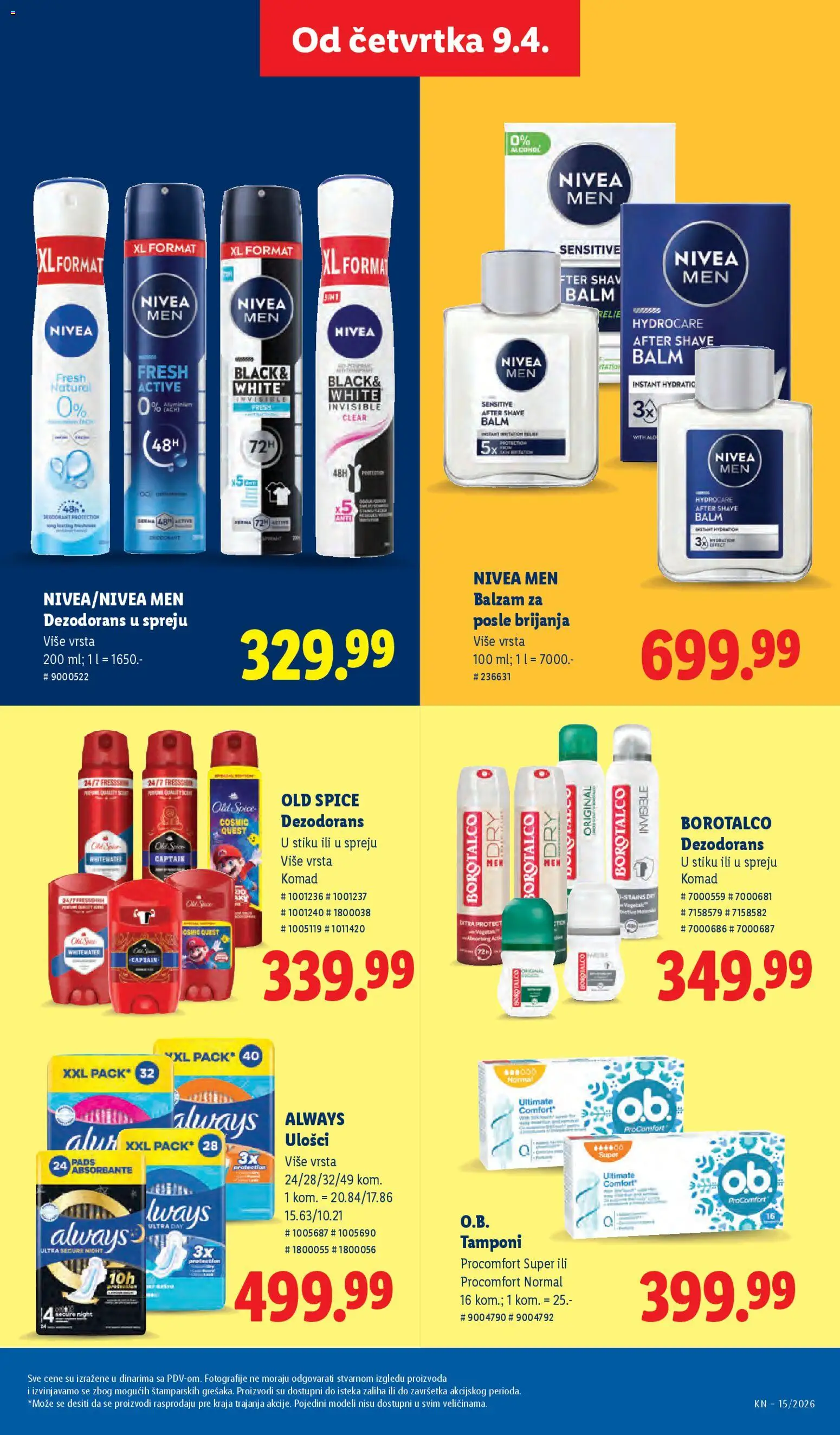 Lidl katalog - važi od 09.04.2026 | Strana: 43 | Proizvode: Nivea Men, Nivea, Balzam, Borotalco