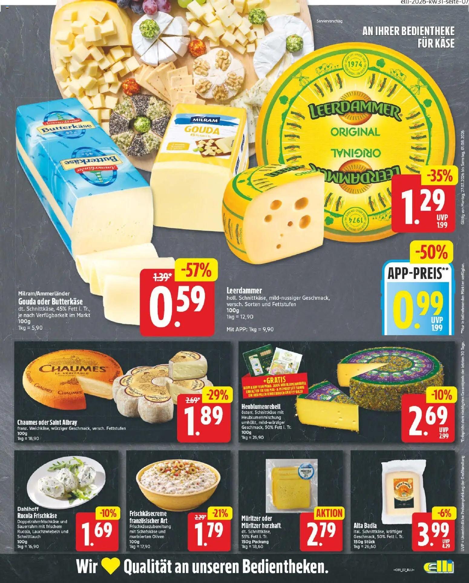 Elli Markt Prospekt Hövelhof – gültig ab 27.07.2026 | Seite: 11 | Produkte: Käse, Rucola, Leerdammer, Sauerrahm