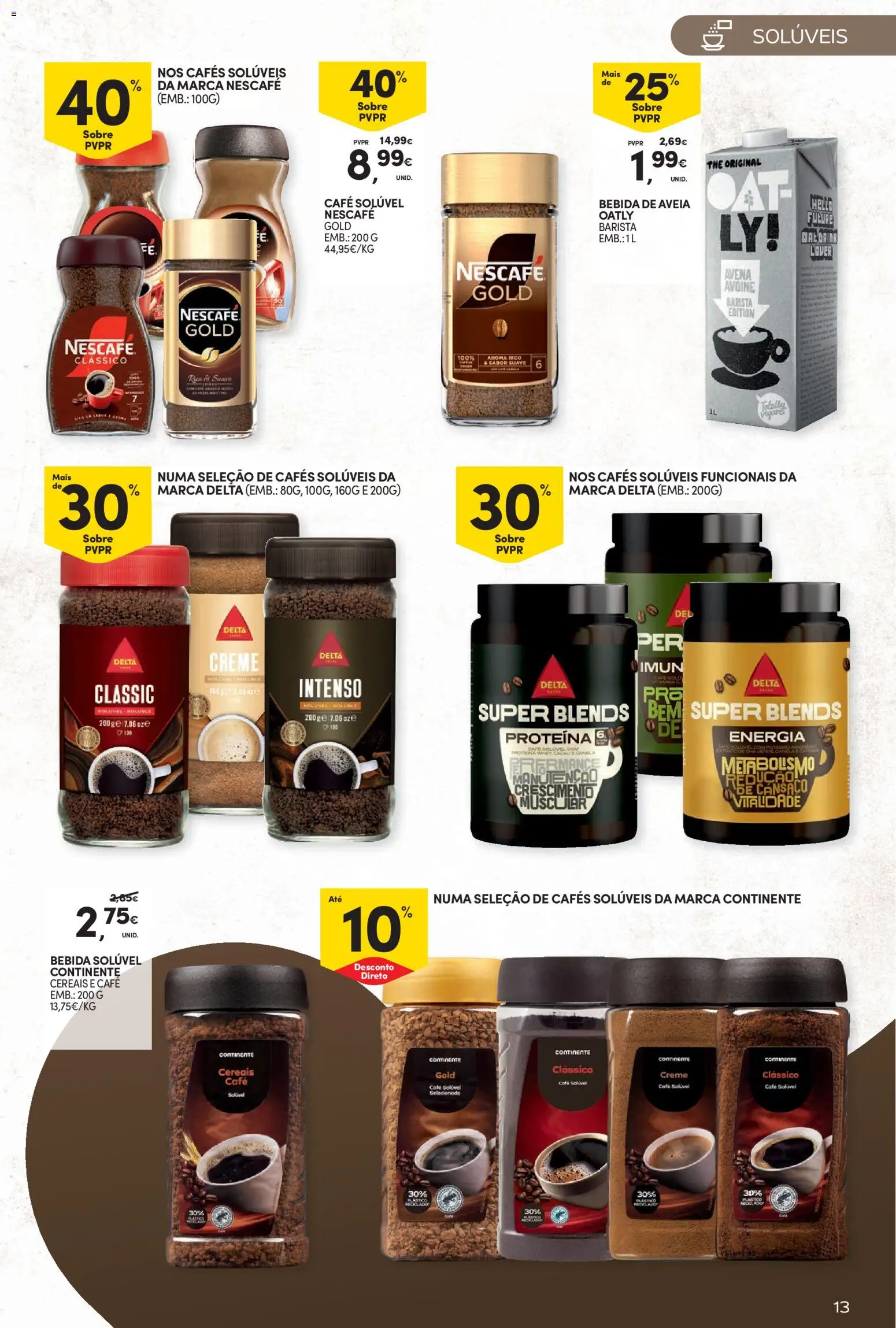 Continente Bebidas Quentes │ válido de 13/10/2026 | Página: 13 | Produtos: Cacau, Cereais, Bebida, Proteina