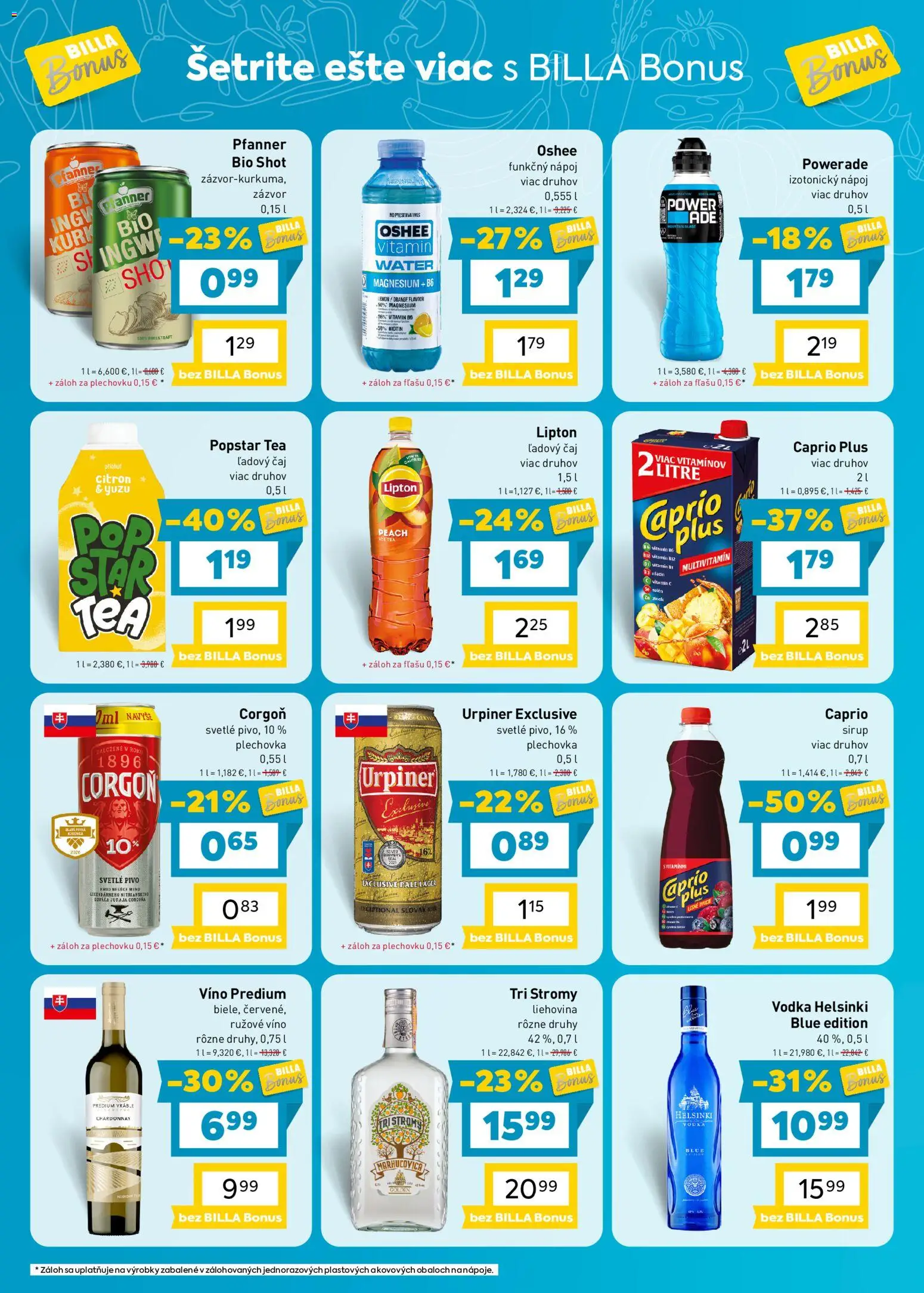 Nové Billa akcie – leták je platný od 14.10.2026 | Strana: 8 | Produkty: Pivo, Corgoň, Ľadový čaj, Urpiner