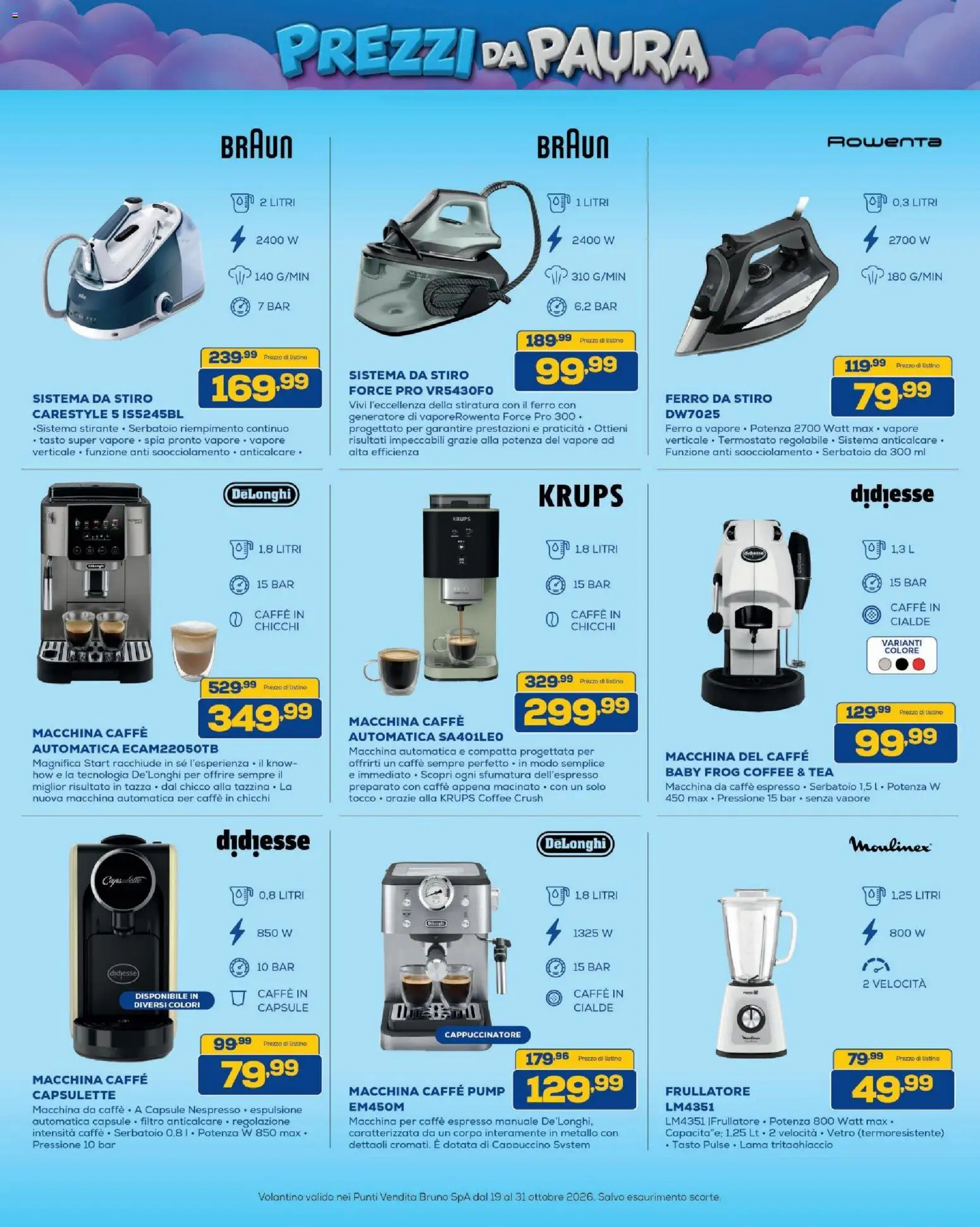 Volantino BRUNO del 19/10/2026 | Pagina: 25 | Prodotti: Macchina automatica per caffè, Caffè, Frullatore, Generatore