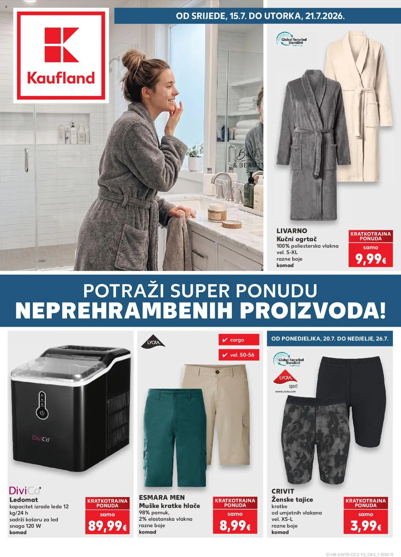 Kaufland katalog | vrijedi od 15.07.2026 | Stranica: 1 | Proizvodi: Ledomat, Hlače, Kratke hlače, Tajice