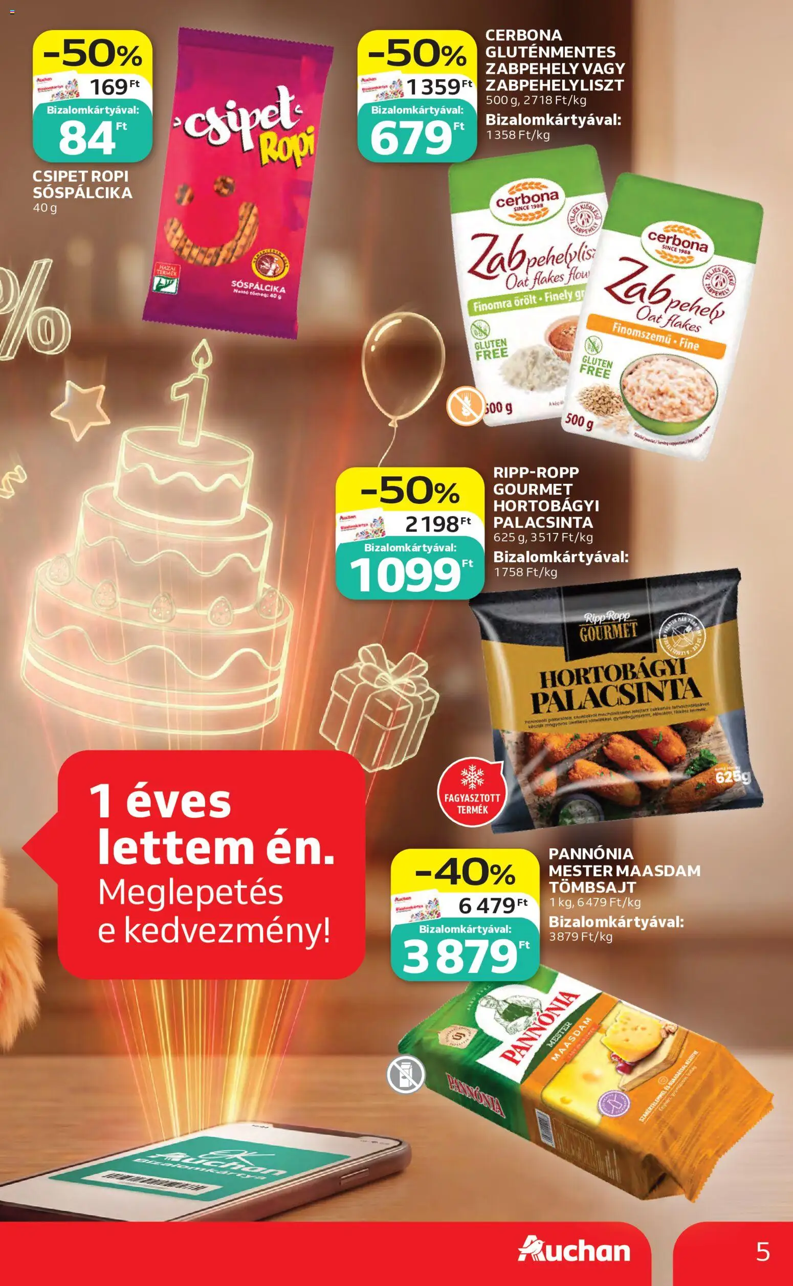 Auchan akciós ujság - amely érvényes a következő dátumtól: 07.05.2026 | Oldal: 5 | Termékek: Zabpehely, Gluténmentes, Ropi