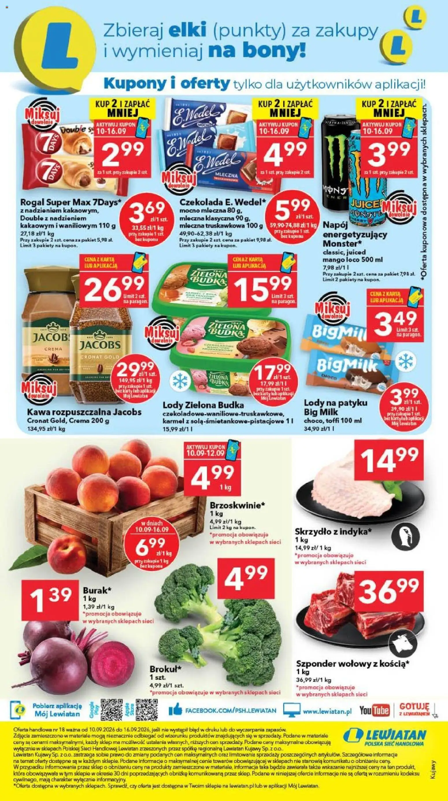 Lewiatan gazetka - Bydgoszcz od 10.09.2026 | Strona: 8 | Produkty: Jacobs, Kawa rozpuszczalna, Big Milk, Lody na patyku