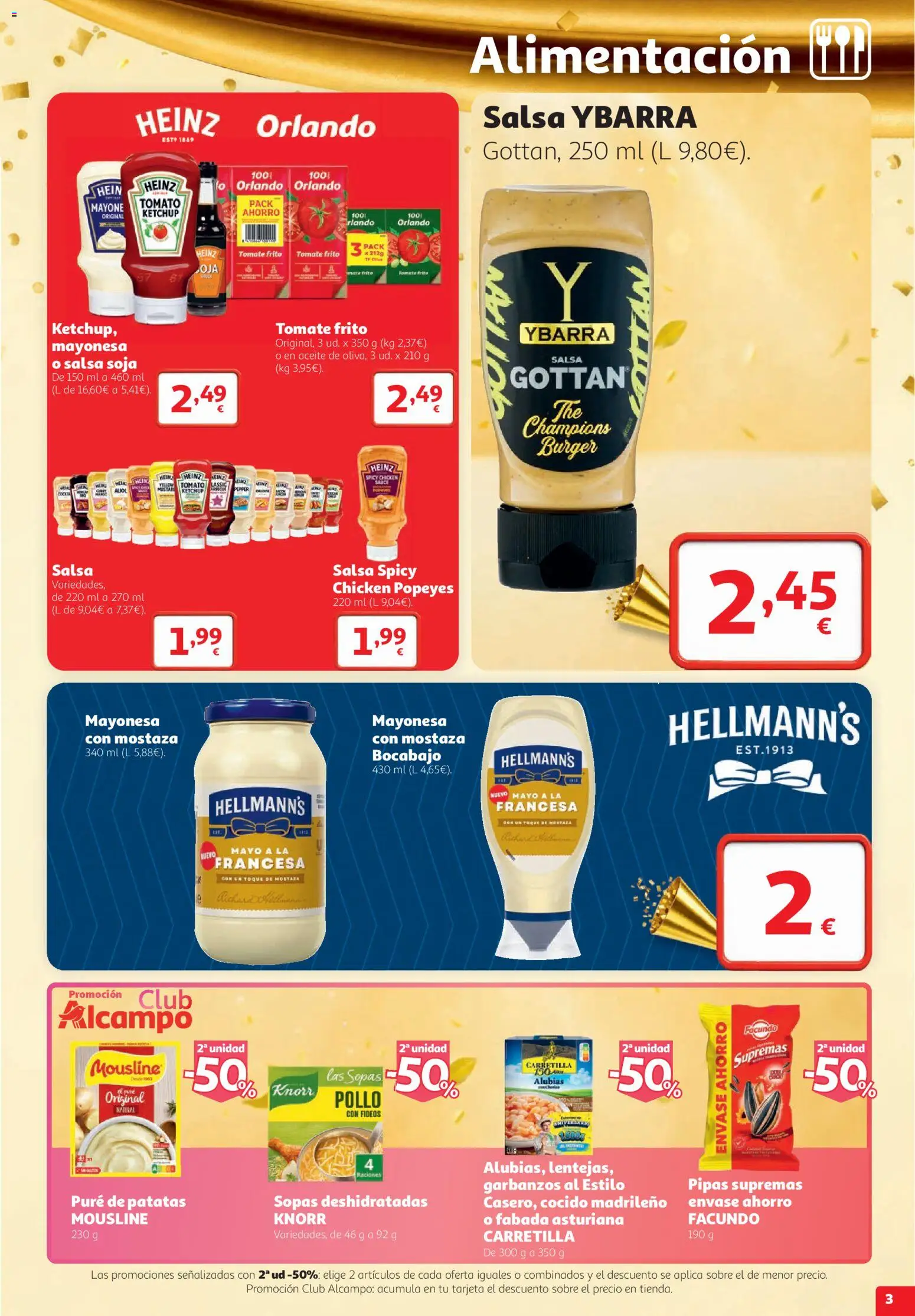 Alcampo folleto Cuenca │ válido desde el 22/10/2026 | Página: 3 | Productos: Fideos, Mayonesa, Patatas, Sopas