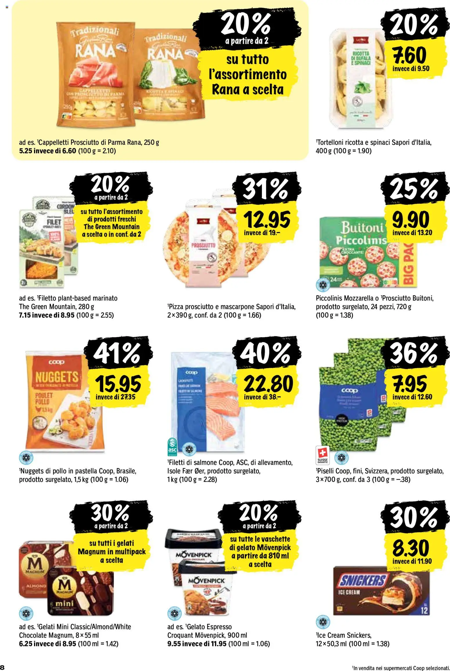 Coop aktionen IT – gültig ab 20.08.2026 | Seite: 8 | Produkte: Magnum, Mascarpone, Pasta, Ricotta