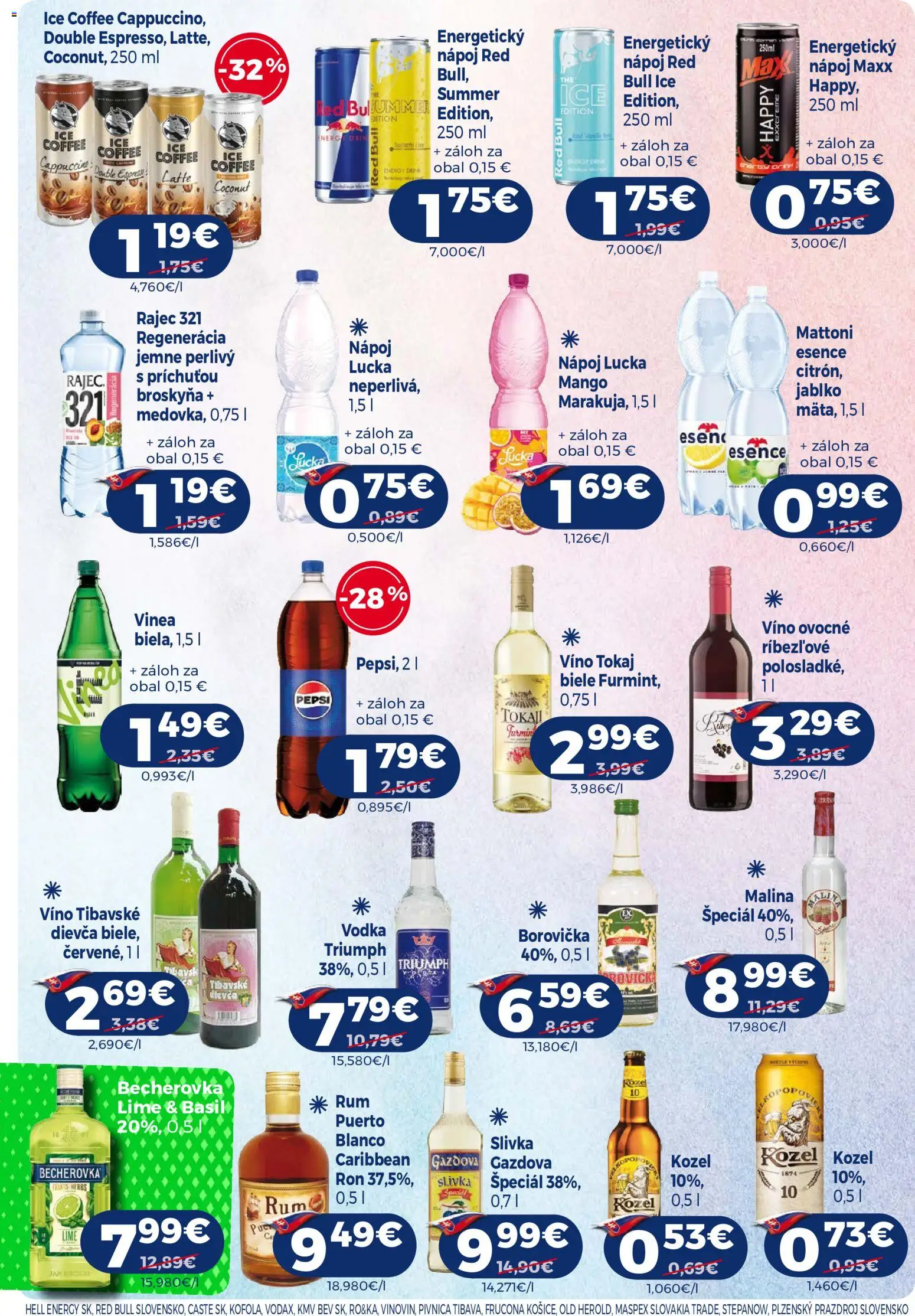 Nové Milk Agro akcie – leták je platný od 24.06.2026 | Strana: 14 | Produkty: Víno, Red Bull, Mattoni, Vodka