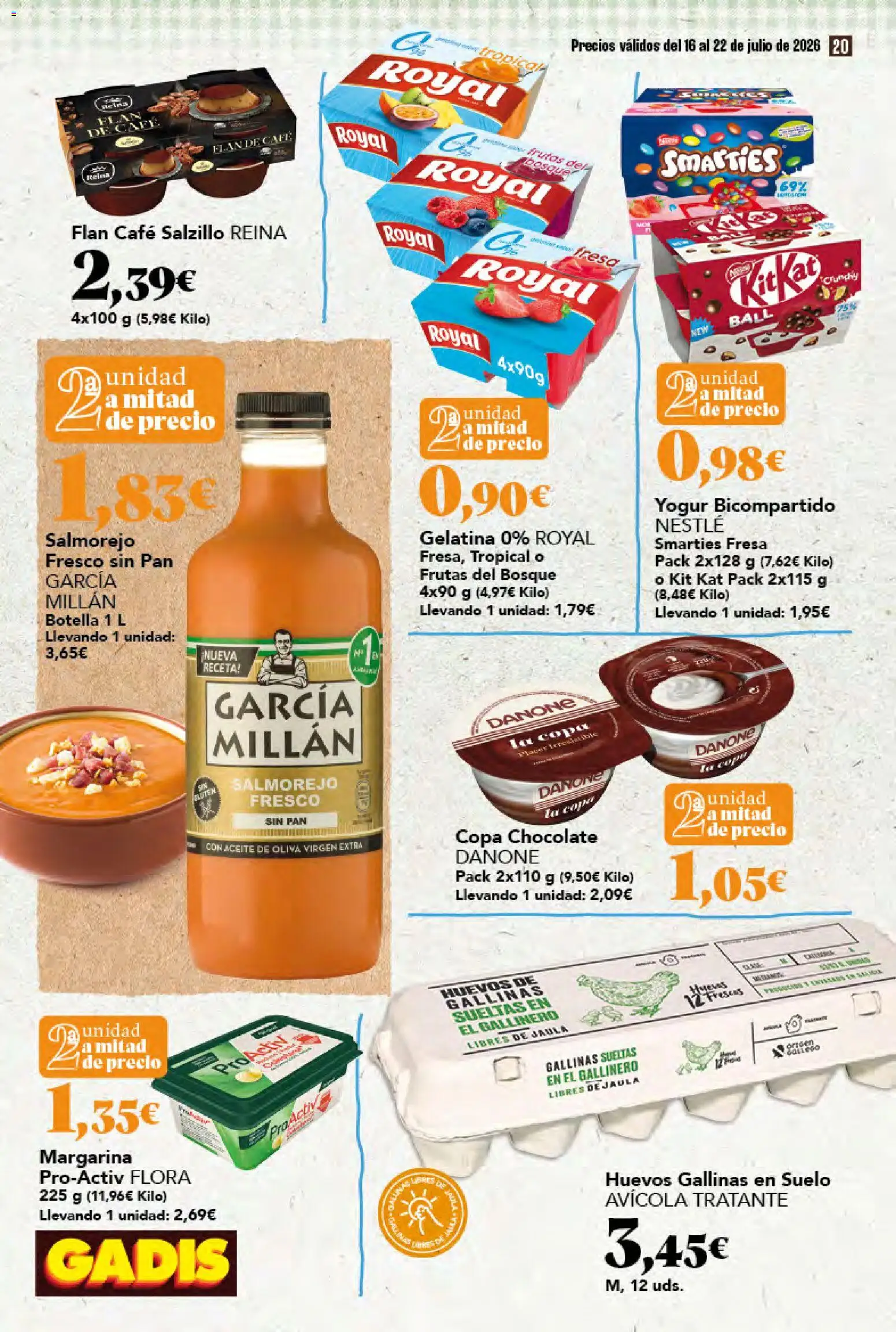 Gadis folleto │ válido desde el 16/07/2026 | Página: 20 | Productos: Gelatina, Huevos, Aceite de oliva, Margarina