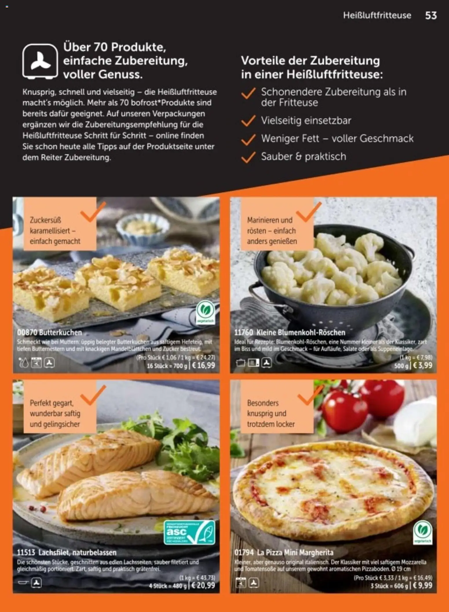 Bofrost Katalog – gültig ab 06.03.2026 | Seite: 53 | Produkte: Mozzarella, Zucker, Pizza, Heißluftfritteuse