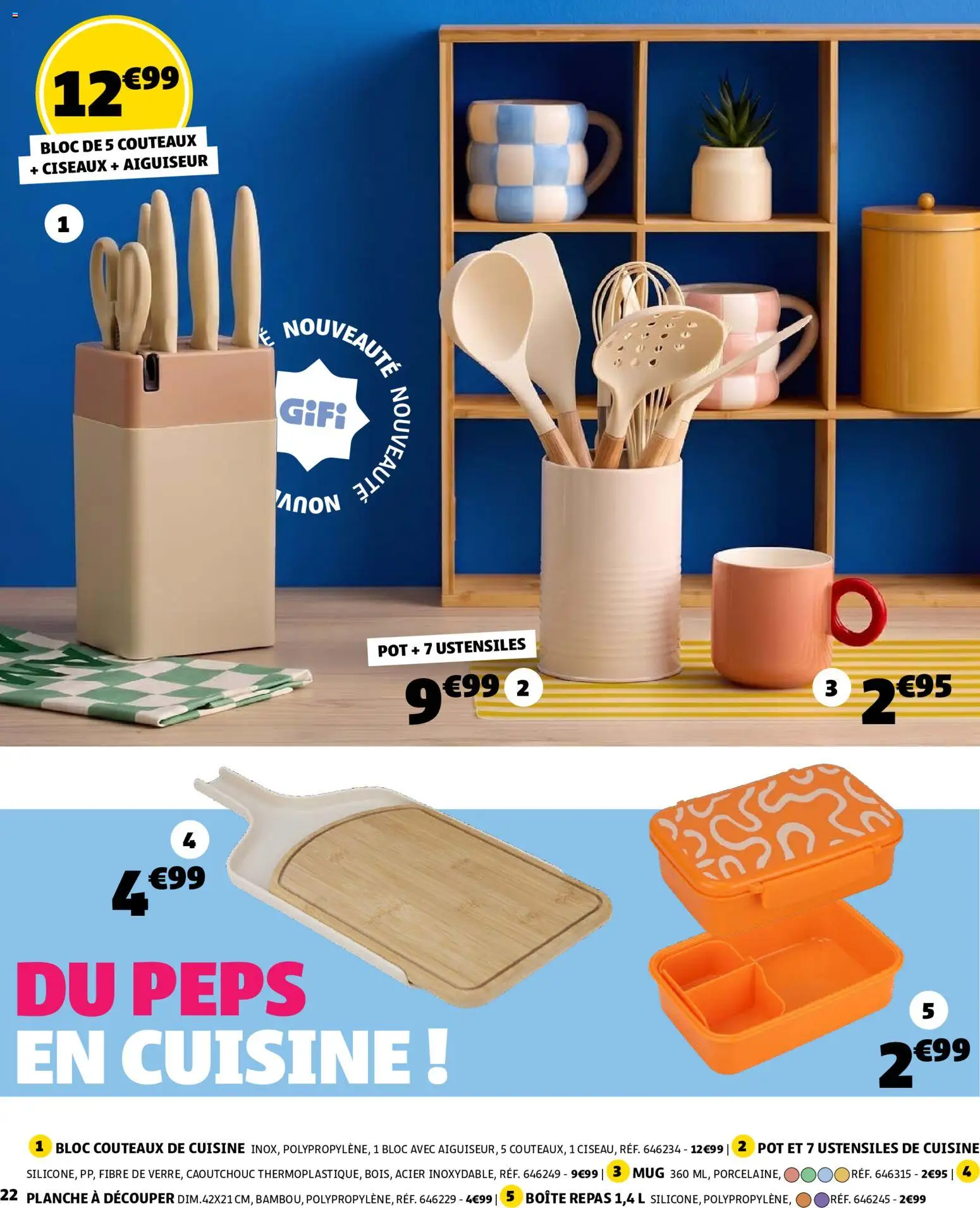{H1} | Page: 22 | Produits: Couteaux, Planche à découper, Couteaux de cuisine, Ciseaux