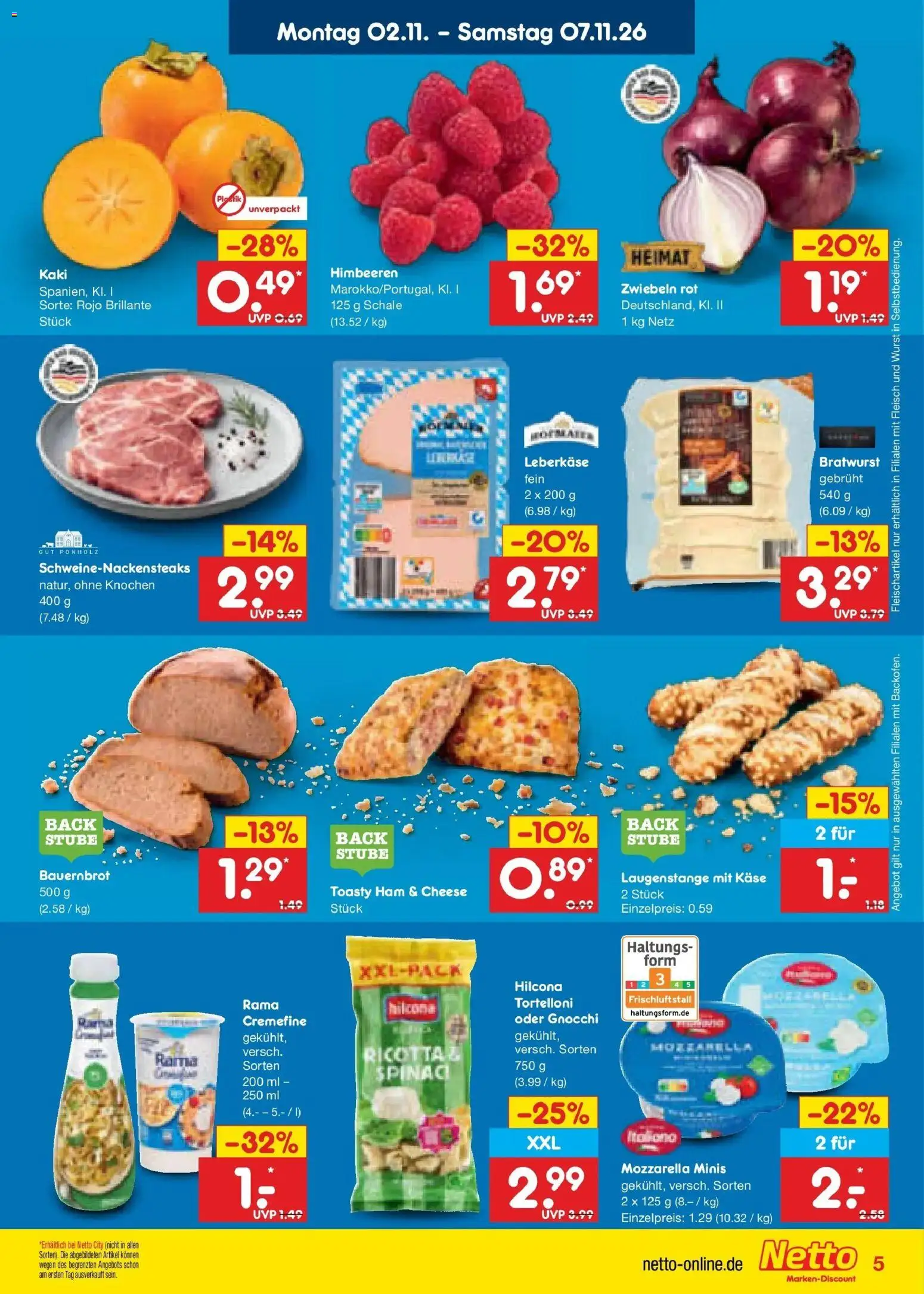 Netto Marken-Discount Prospekt Rostock (ab 02.11.2026) » Angebote | Seite: 11 | Produkte: Himbeeren, Rama, Mozzarella, Wurst