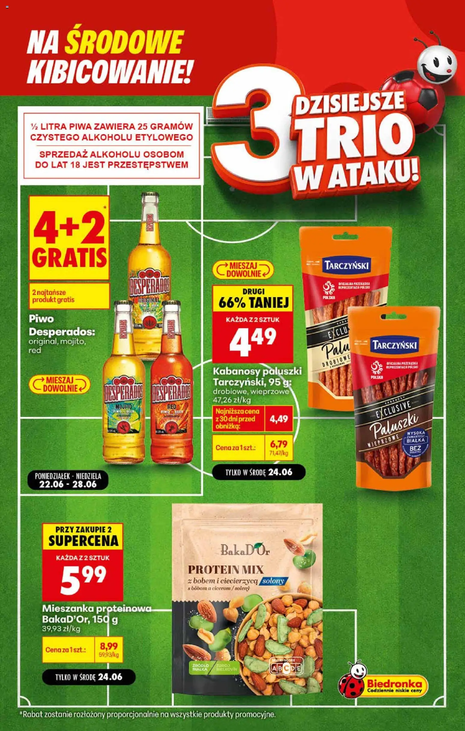 Biedronka gazetka - Football od 24.06.2026 | Strona: 4 | Produkty: Kabanosy, Por, Ciecierzyca, Piwo