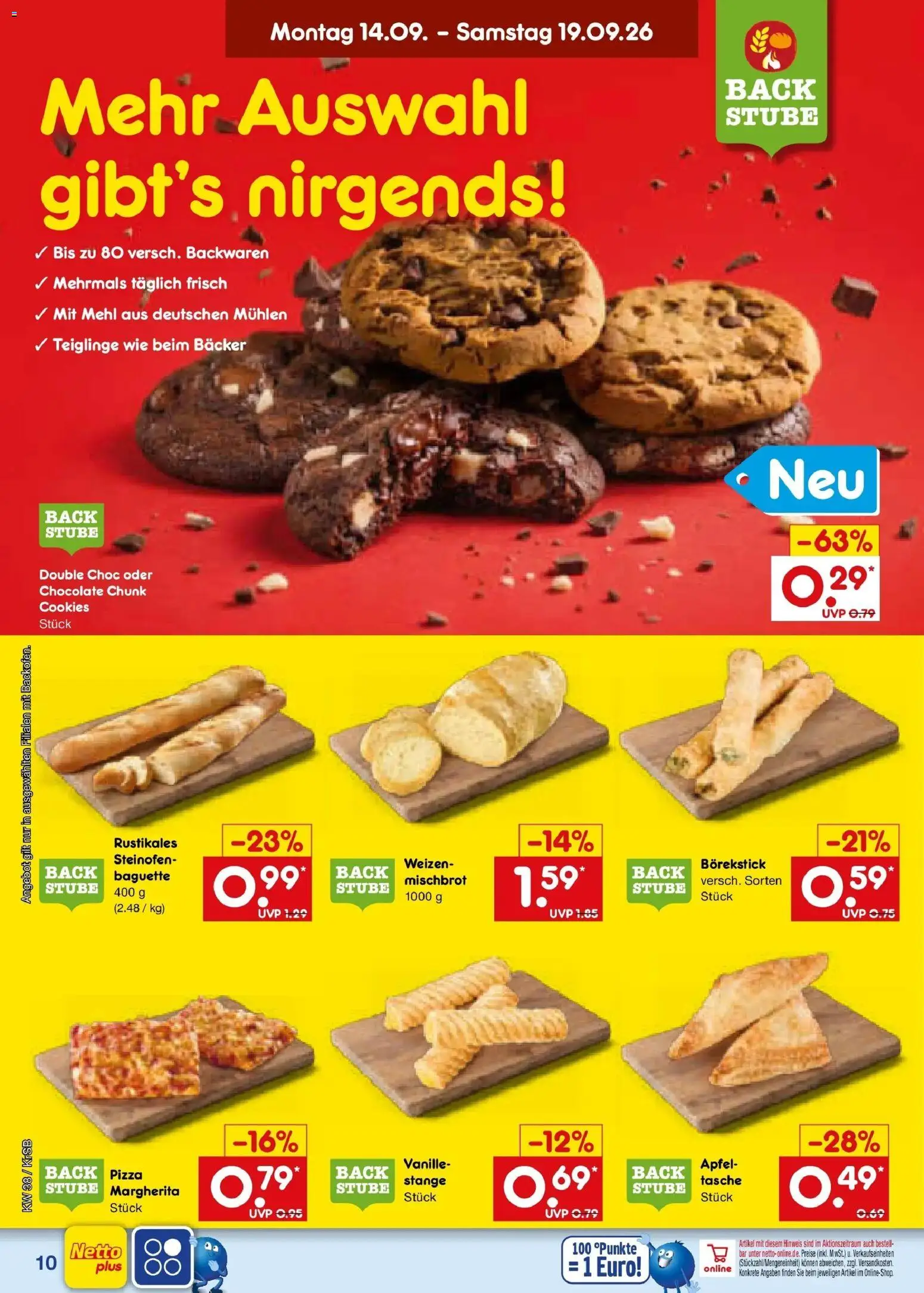 Netto Marken-Discount Prospekt Baesweiler – gültig ab 14.09.2026 | Seite: 14 | Produkte: Tasche, Mehl, Baguette, Pizza