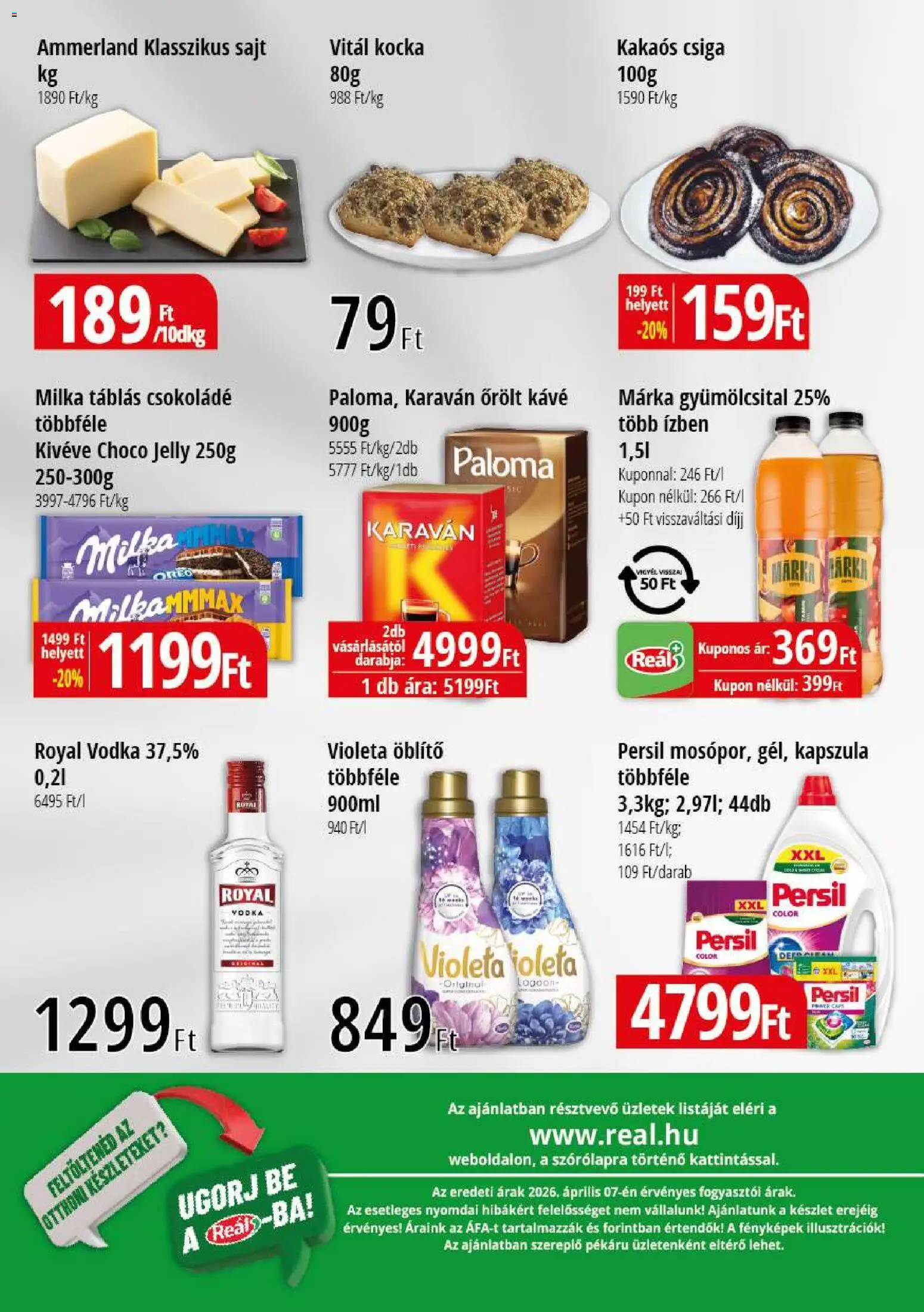 Reál akciós ujság - amely érvényes a következő dátumtól: 16.04.2026 | Oldal: 2 | Termékek: Persil, Öblítő, Sajt, Vodka