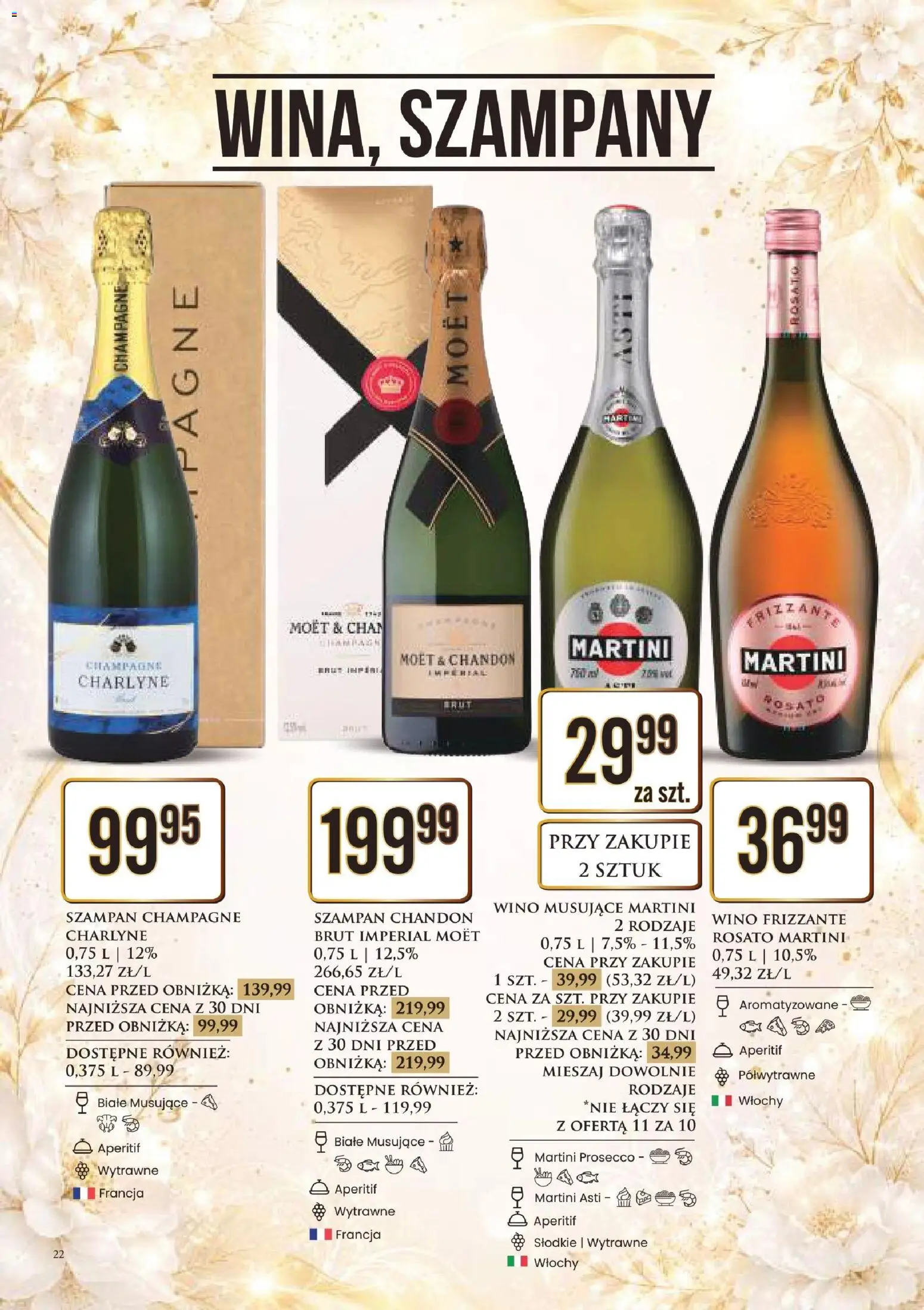 Dino gazetka alkoholowa od 29.05.2026 | Strona: 22 | Produkty: Martini, Martini prosecco, Champagne, Martini Cena