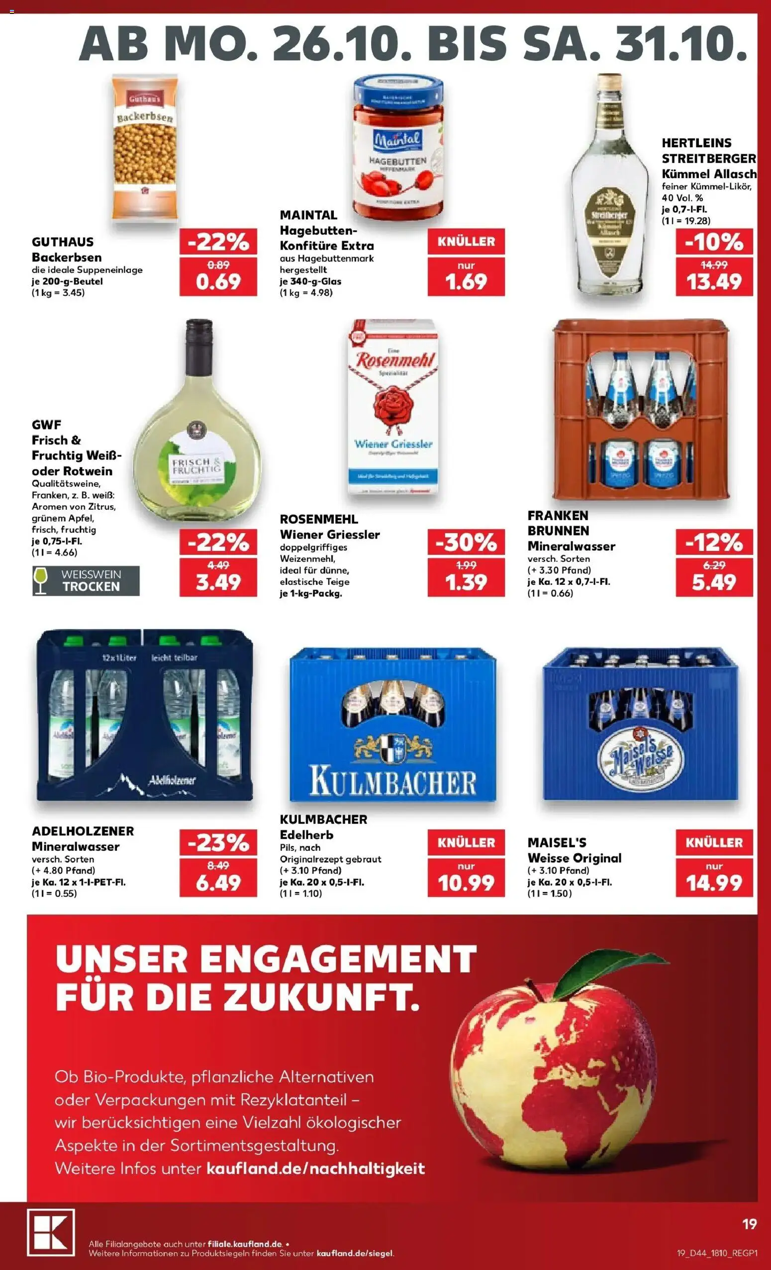 Prospekt Kaufland ab 26.10.2026 » Angebote Online zum Blättern | Seite: 23 | Produkte: Weißwein, Rotwein, Adelholzener, Mineralwasser