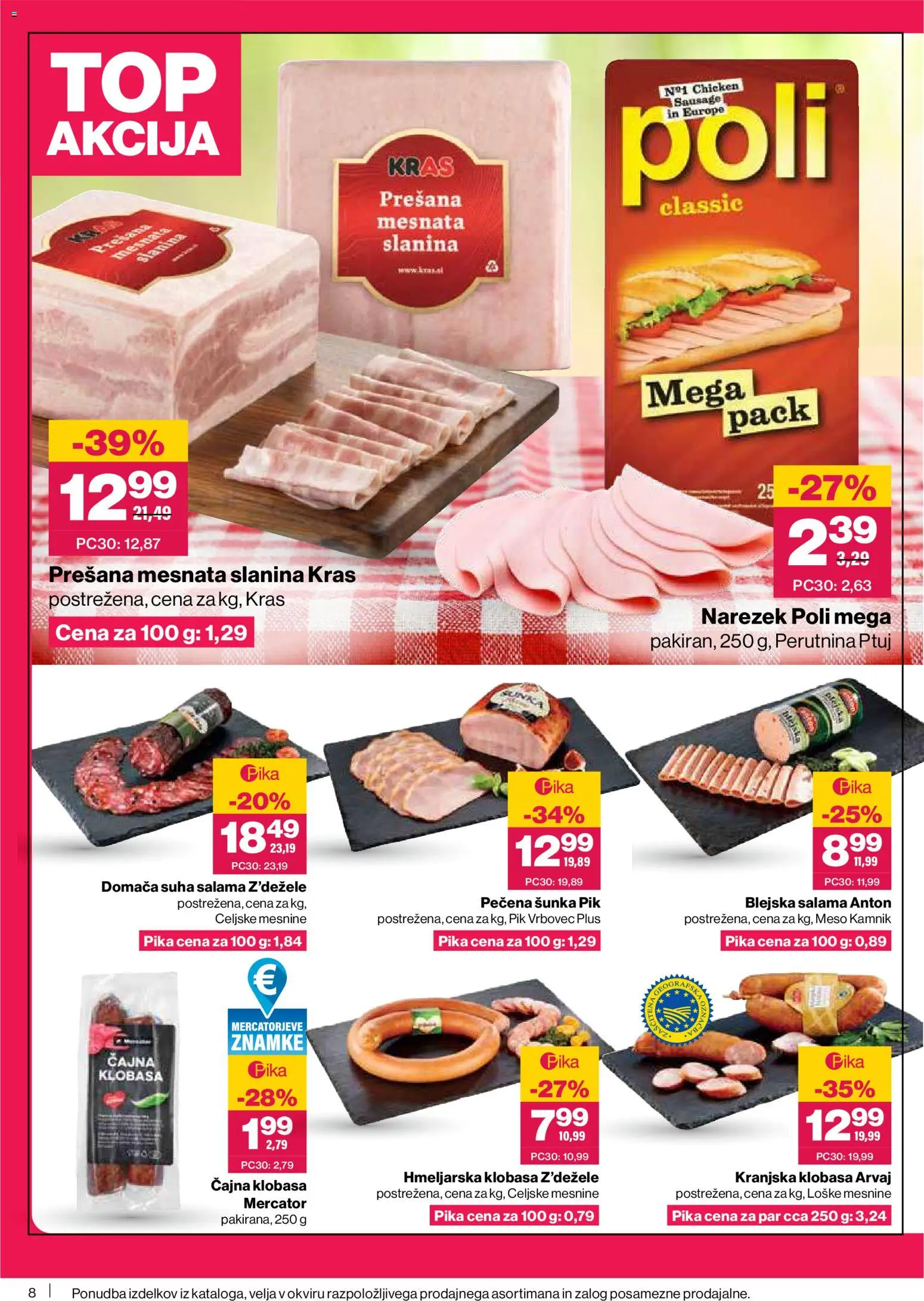 Novi Mercator katalog ponudbe – veljaven od 18.06.2026 | Stran: 8 | Izdelki: Narezek, Slanina, Salama, Sunka
