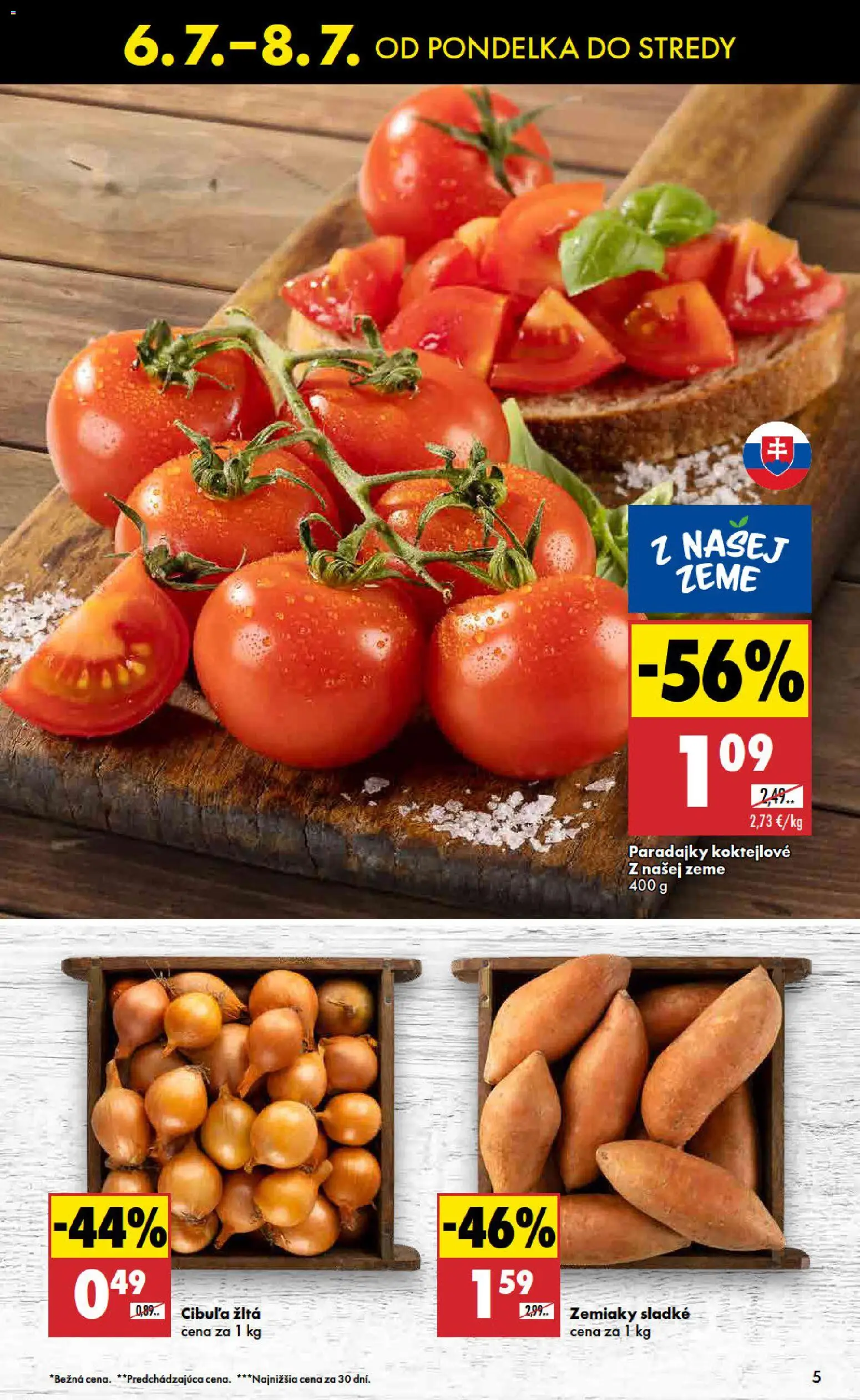 Nové Biedronka akcie – leták je platný od 06.07.2026 | Strana: 5 | Produkty: Paradajky, Zemiaky, Cibuľa
