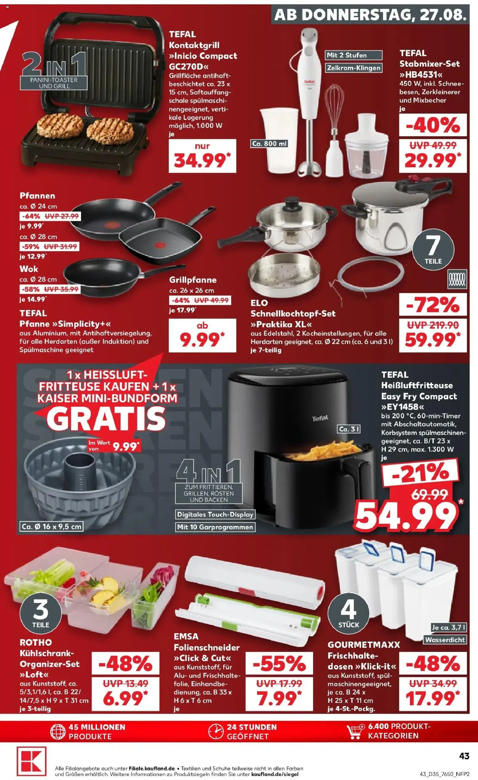 Prospekt Kaufland ab 24.08.2026 » Angebote Online zum Blättern | Seite: 54 | Produkte: Grill, Kühlschrank, Fritteuse, Heißluftfritteuse