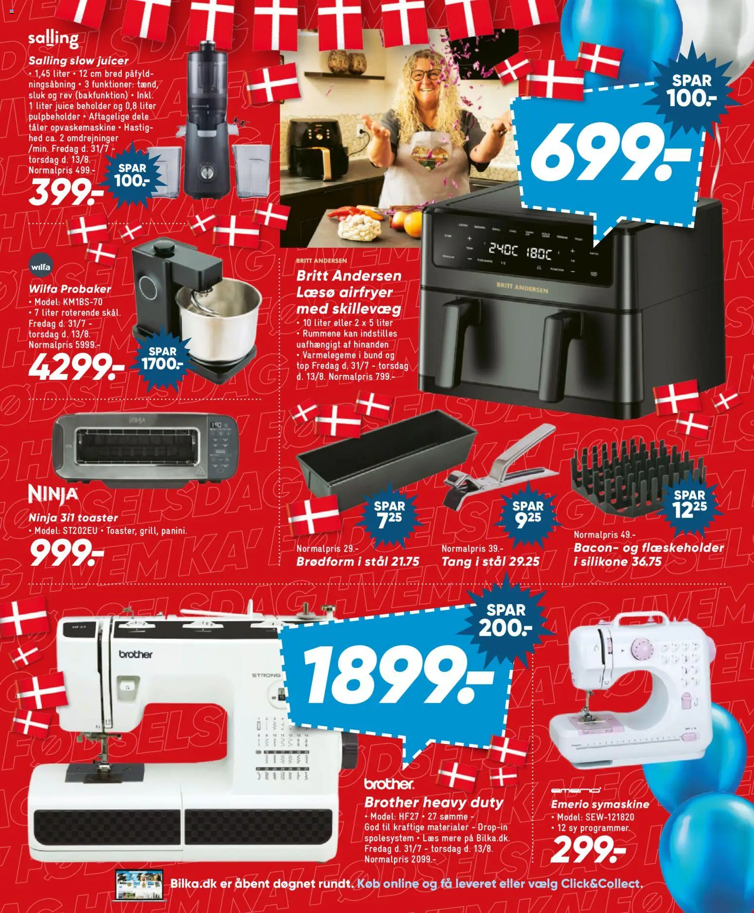 Bilka tilbudsavis – gyldig fra 31/07/2026 | Side: 47 | Produkter: Bacon, Opvaskemaskine, Juicer, Symaskine